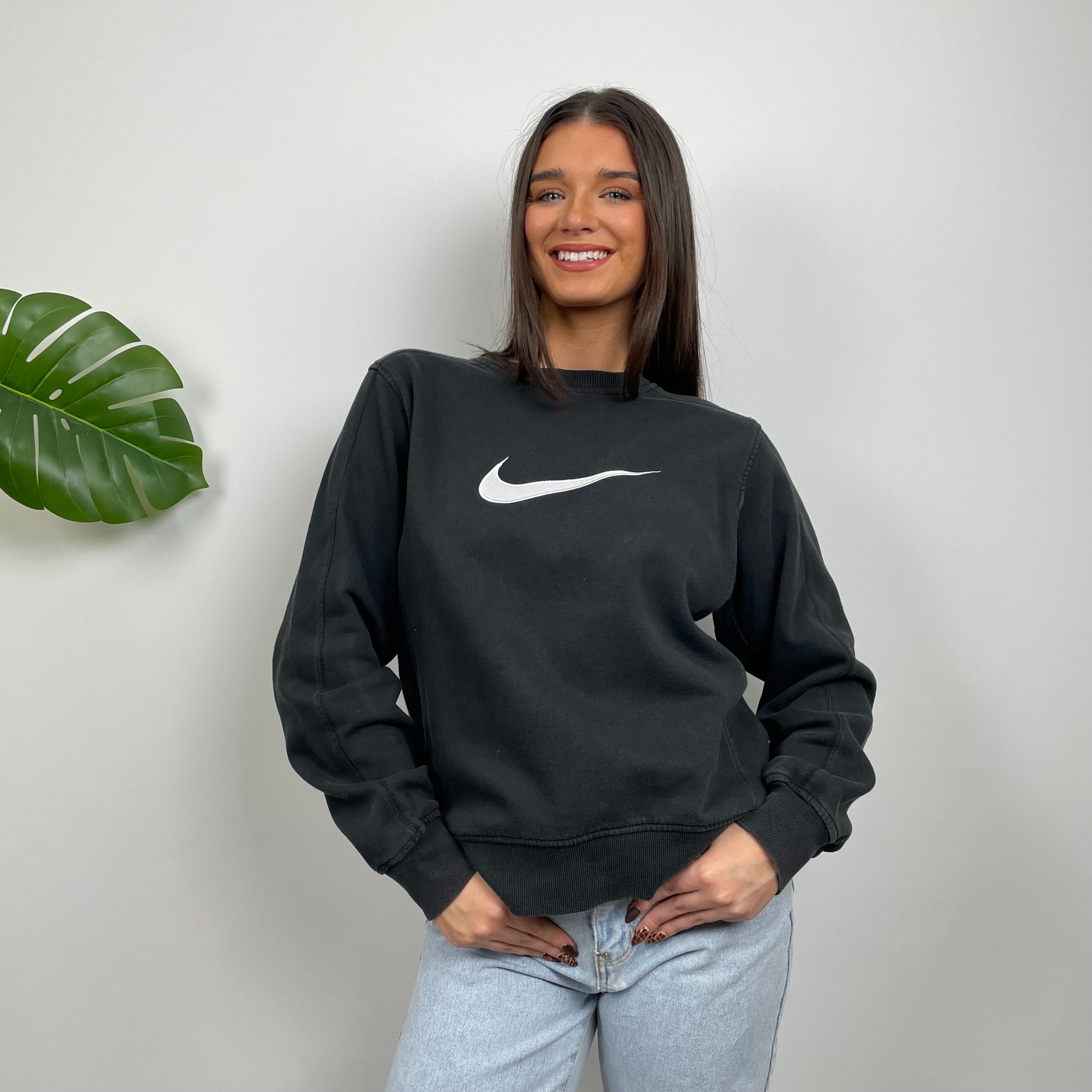 Nike Black Embroidered Swoosh Sweatshirt (S)