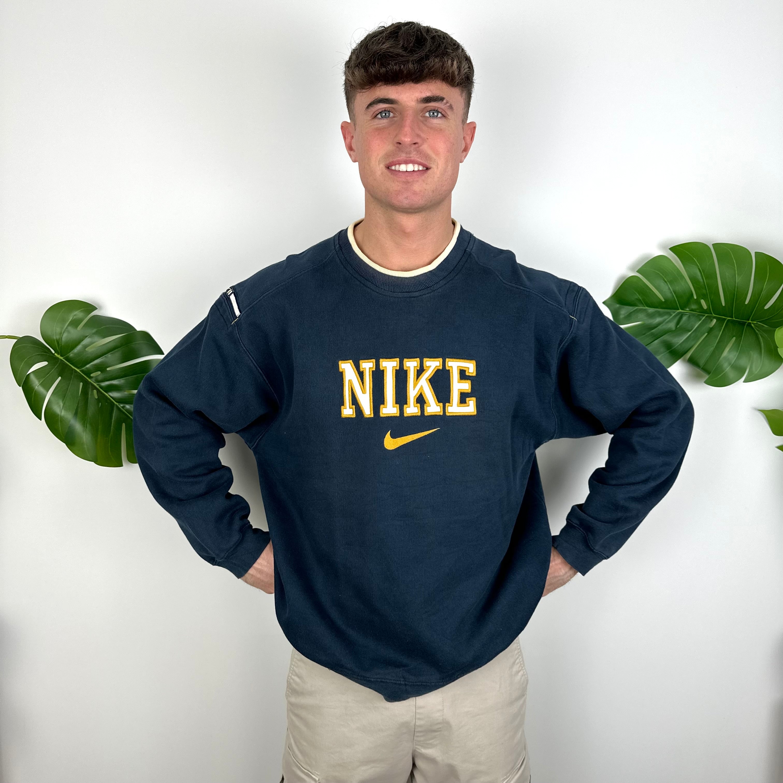 Nike Navy Embroidered Spell Out Sweatshirt (L)