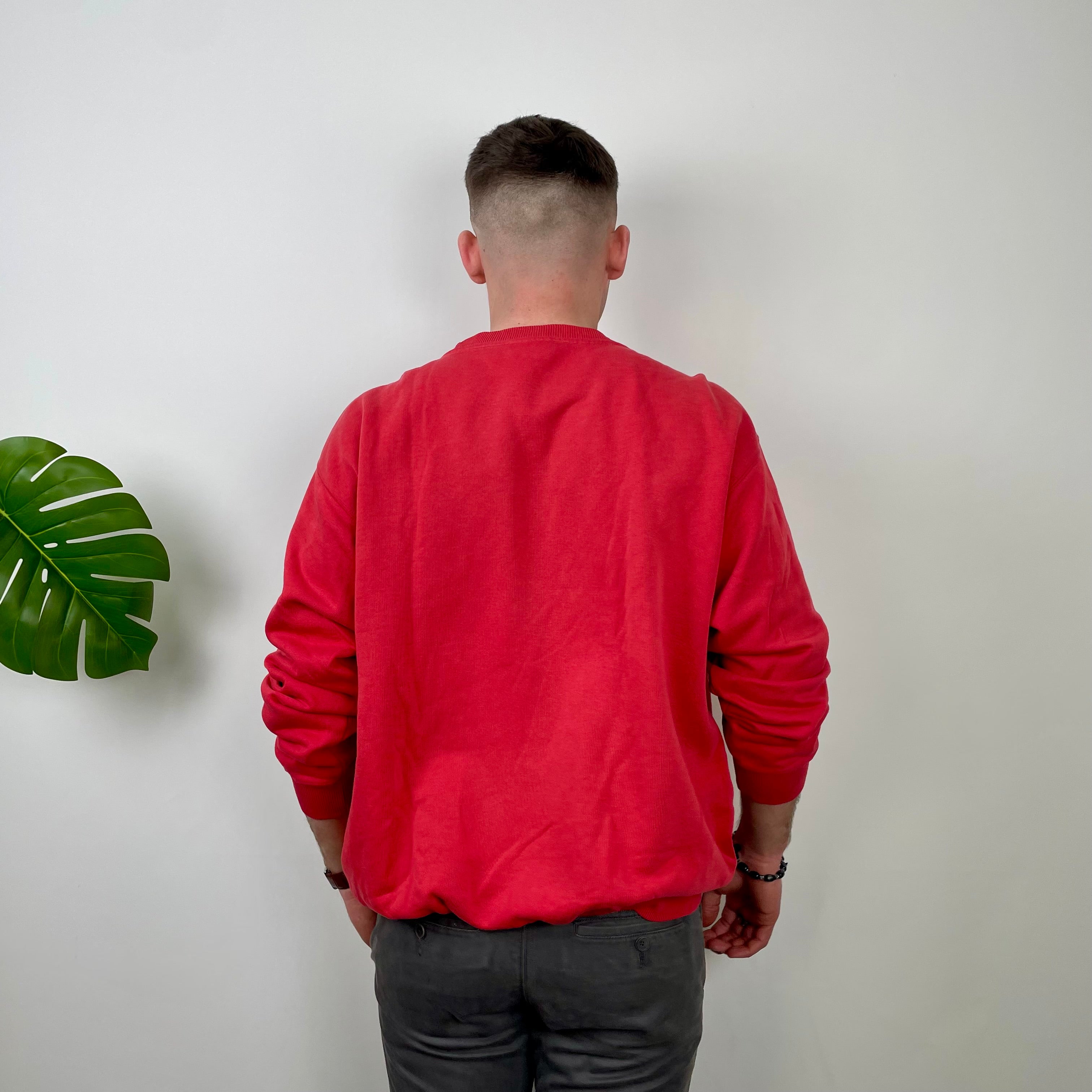 Reebok Red Embroidered Spell Out Sweatshirt (XL)