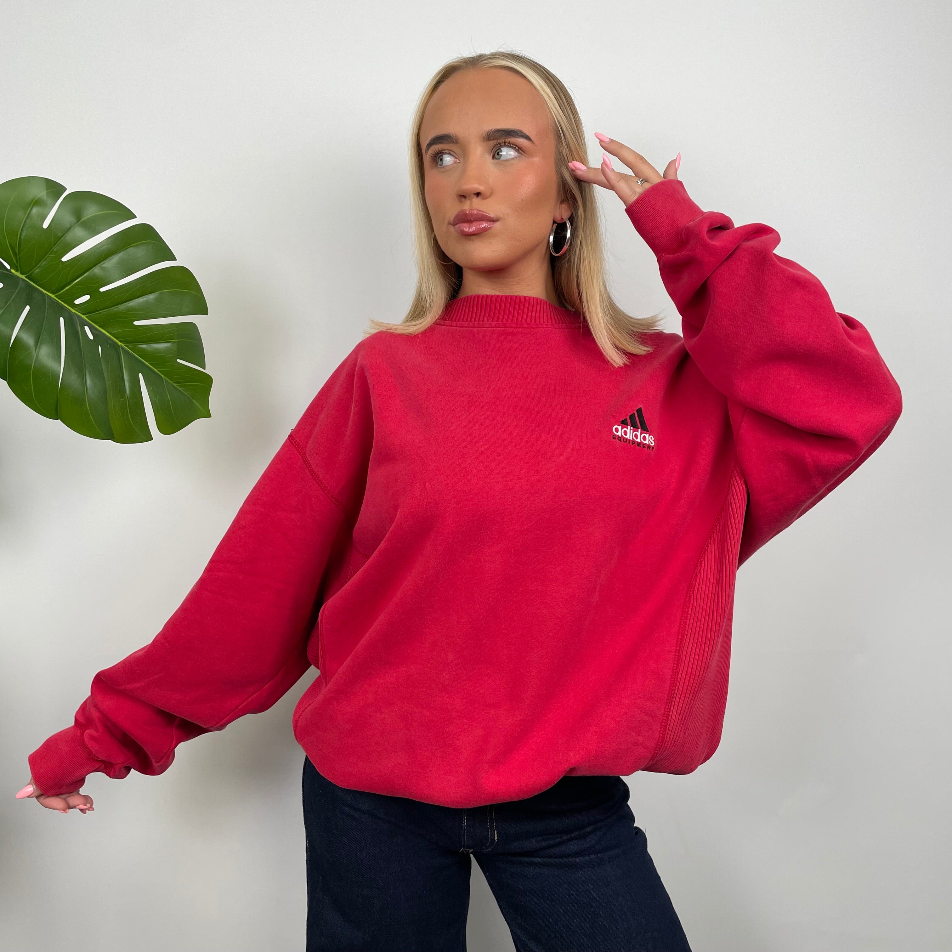 Adidas Equipment RARE Red Embroidered Spell Out Sweatshirt (XL)