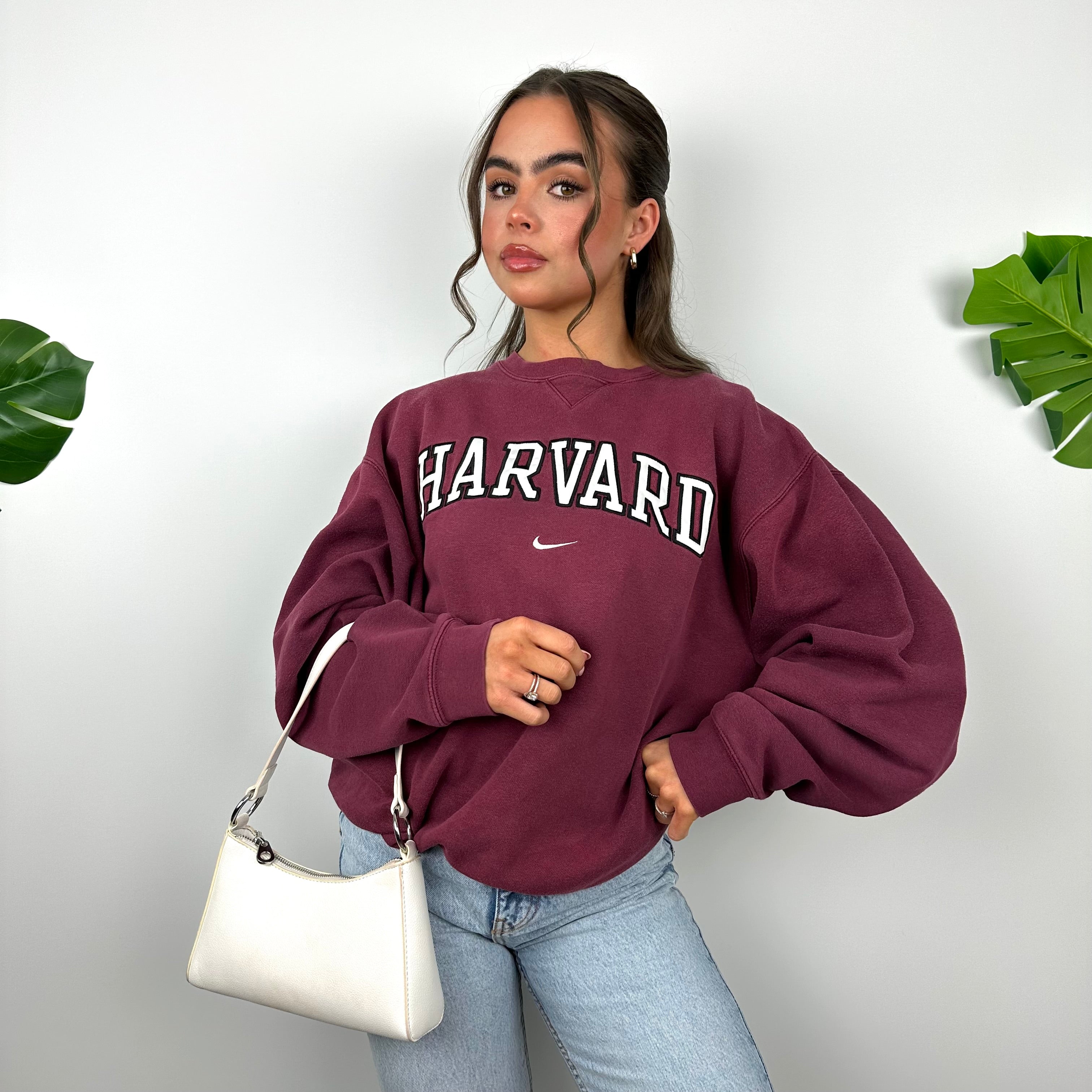 Nike x Harvard Maroon Embroidered Spell Out Sweatshirt (S)