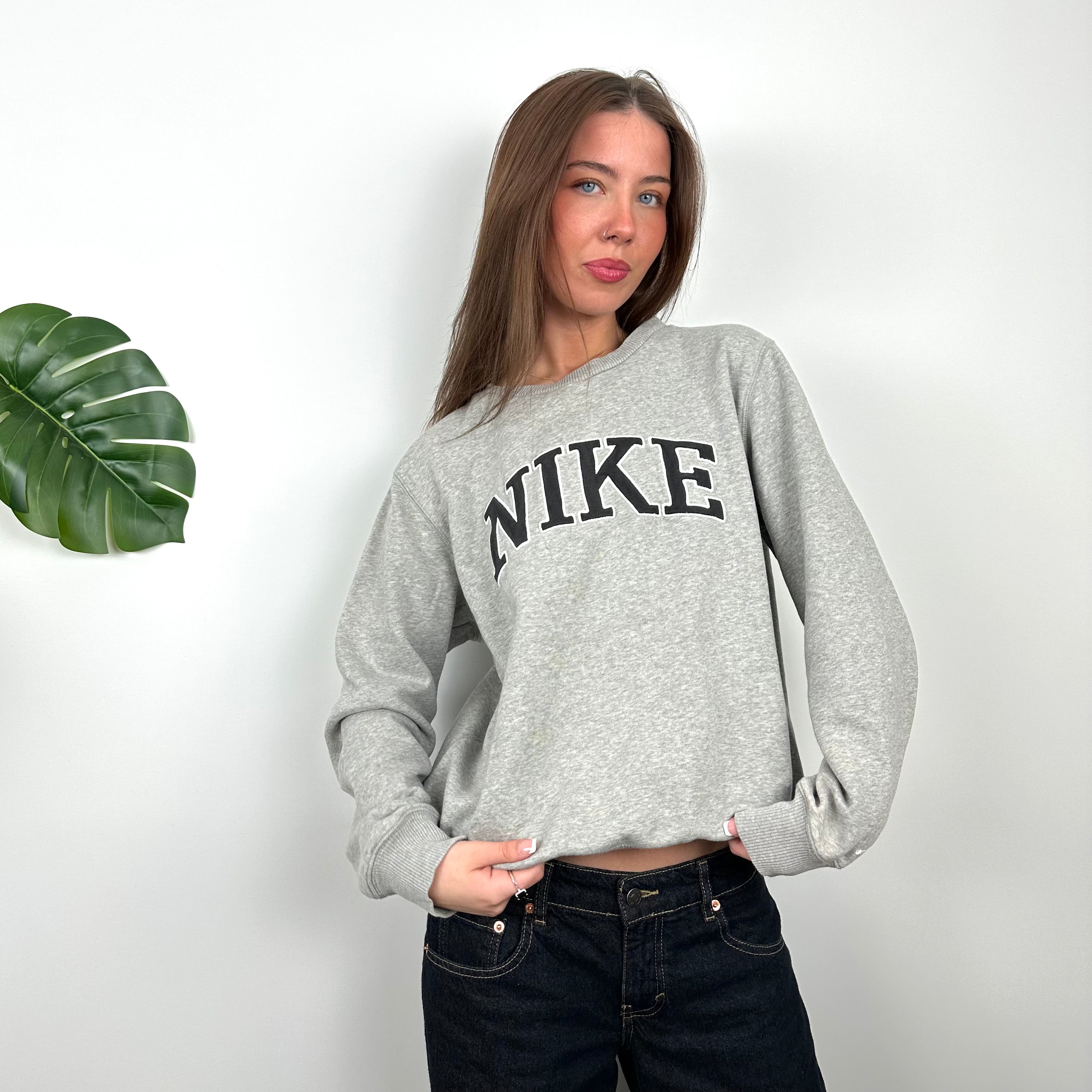 Nike Grey Embroidered Spell Out Sweatshirt (M)