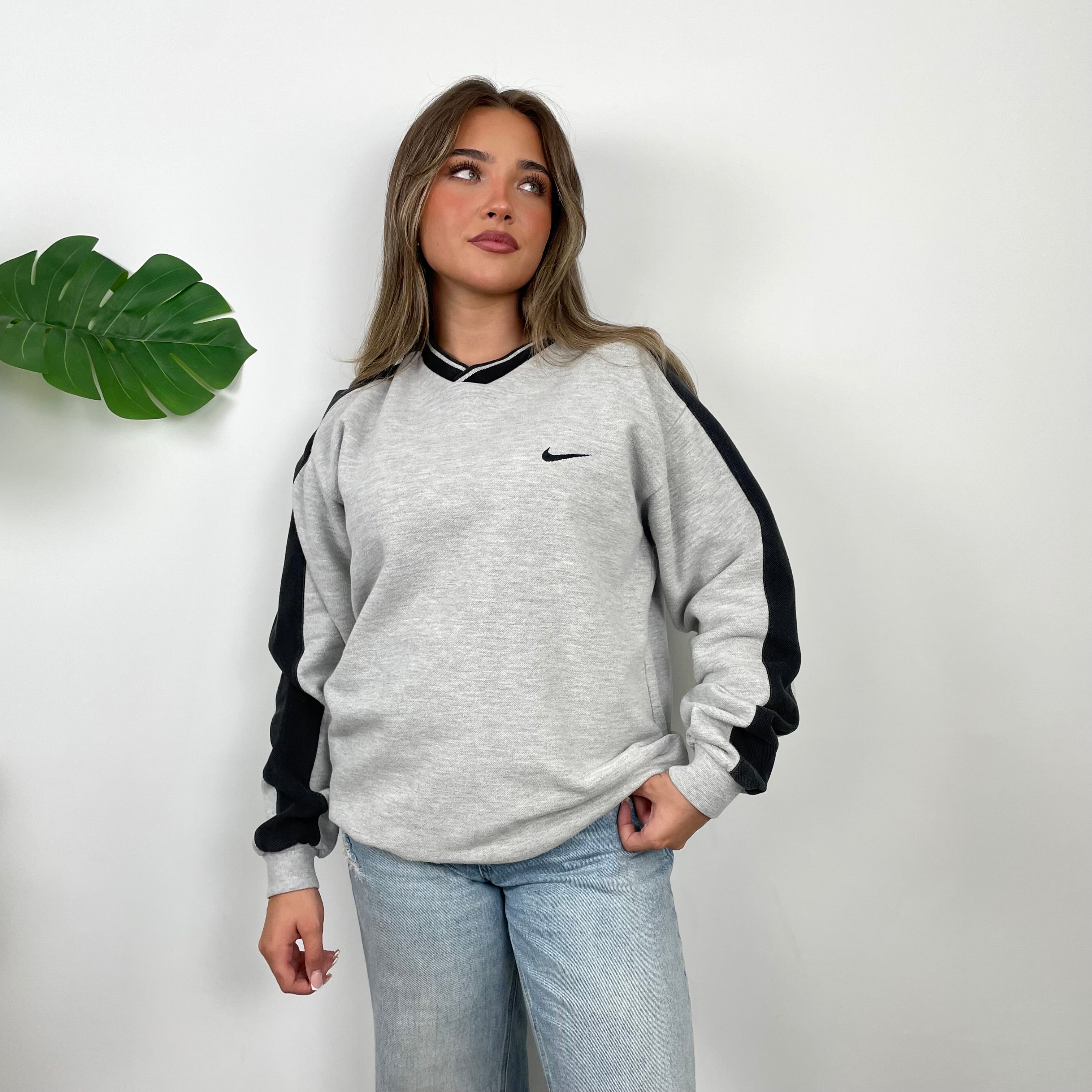 Nike Grey Embroidered Swoosh Sweatshirt (L)
