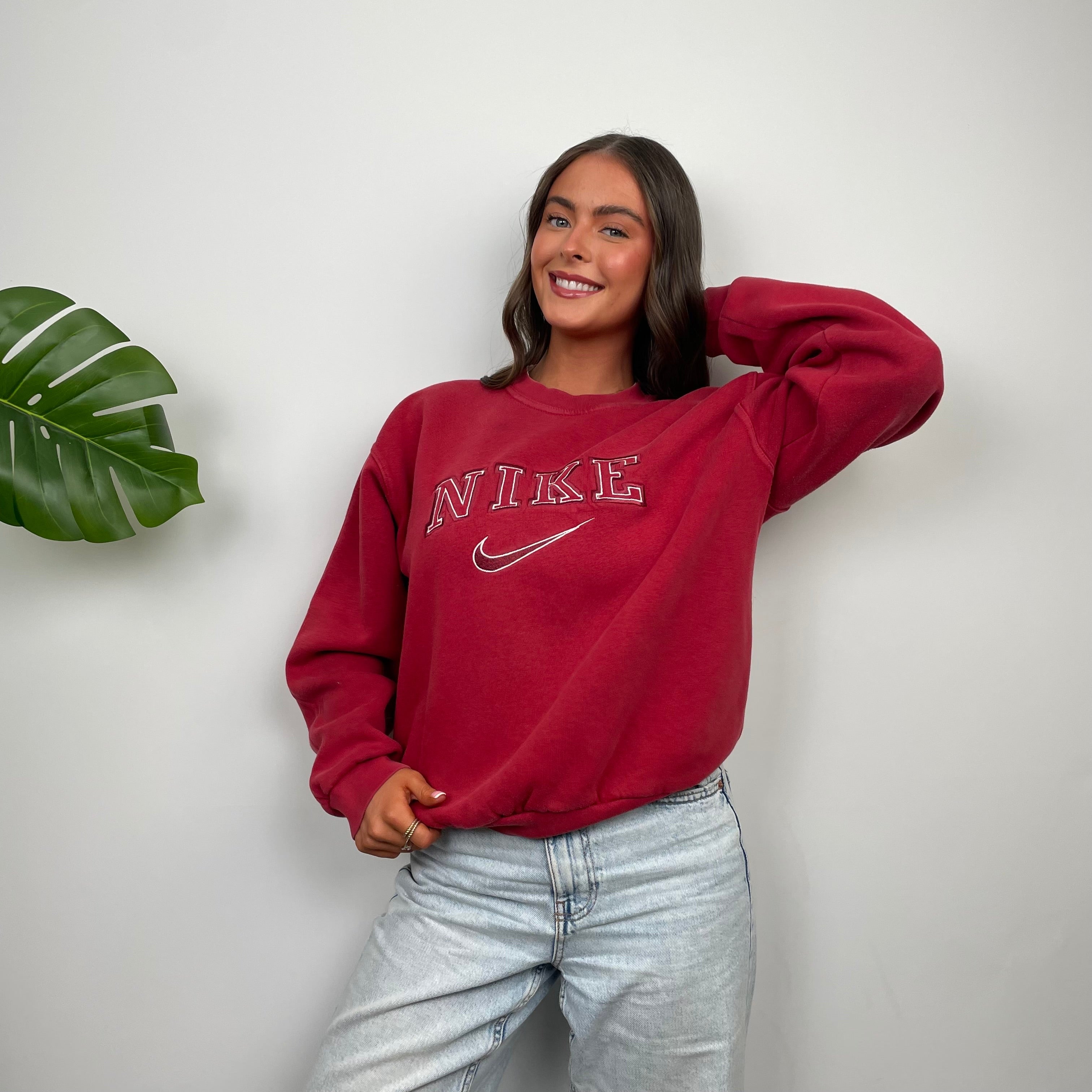 Nike Red Embroidered Spell Out Sweatshirt (L)