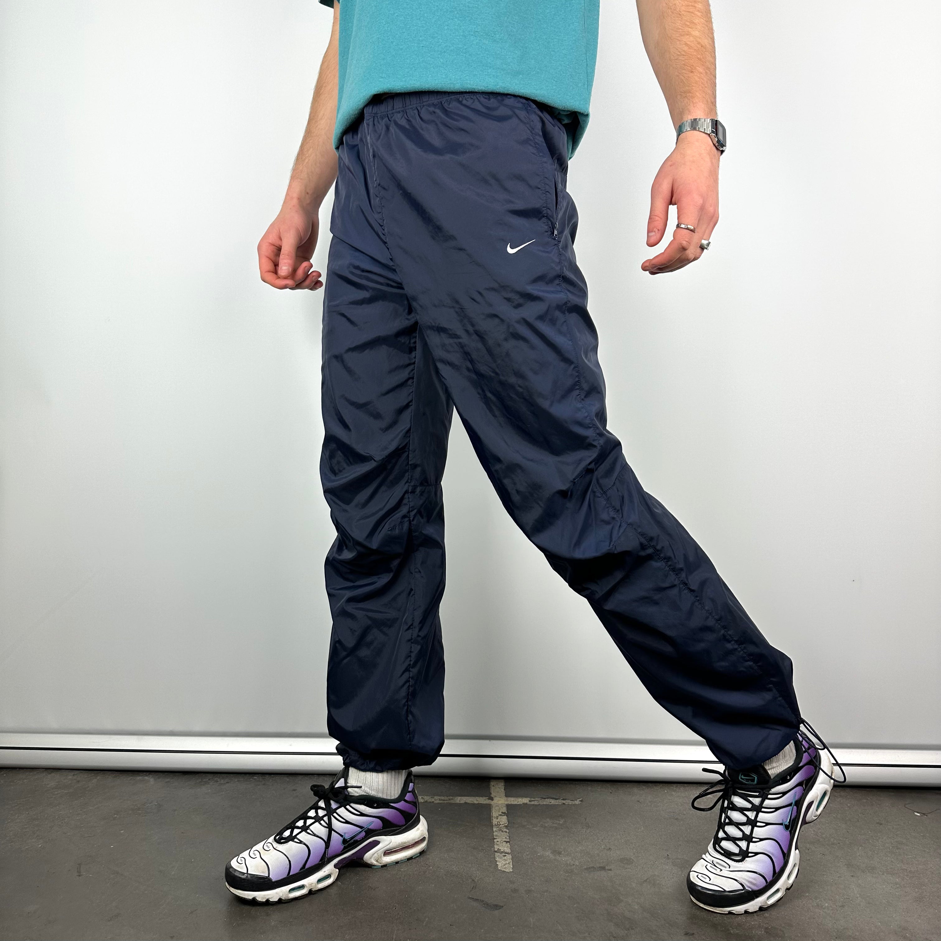 Nike Navy Embroidered Swoosh Track Pants (L)