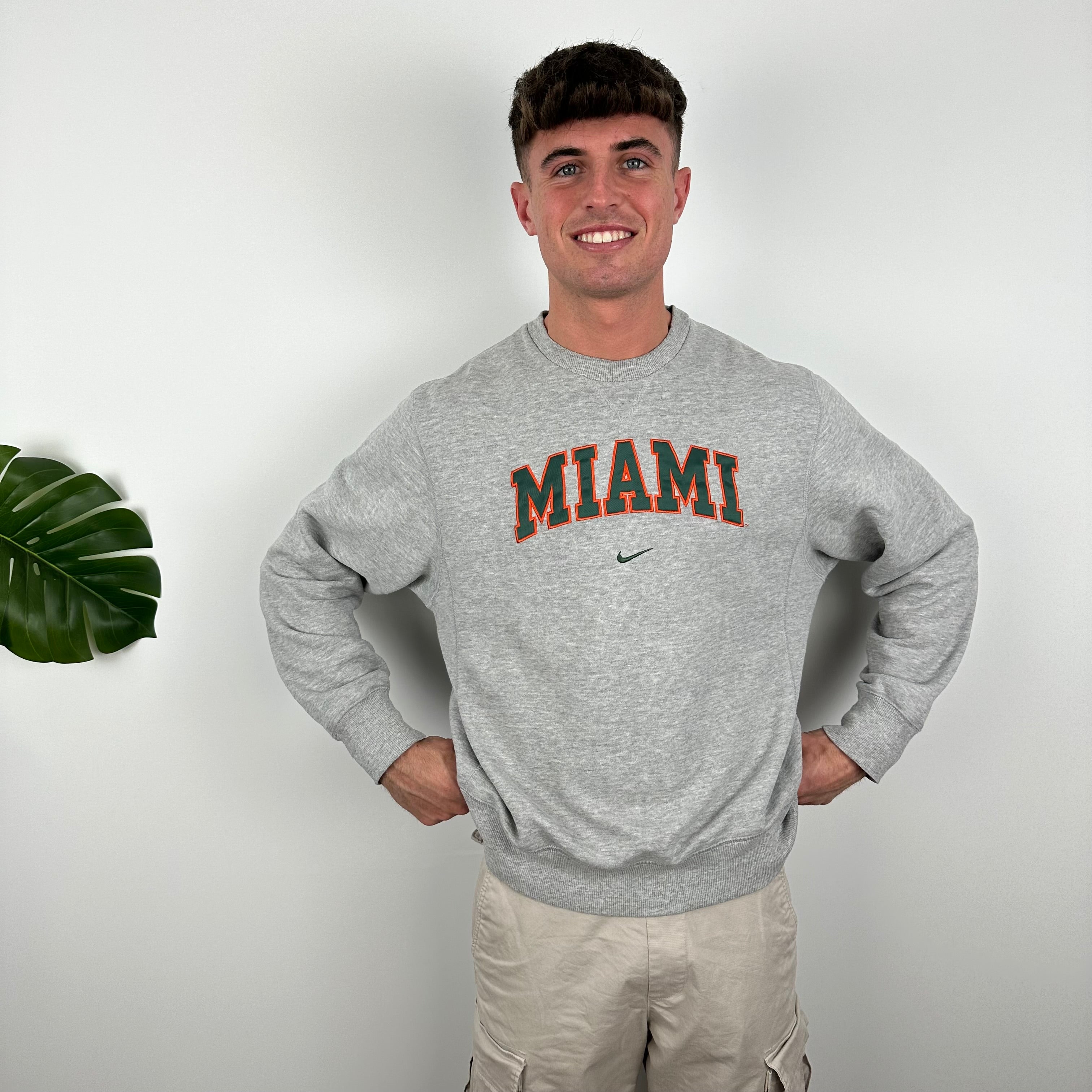 Nike X Miami Grey Embroidered Spell Out Sweatshirt (M)