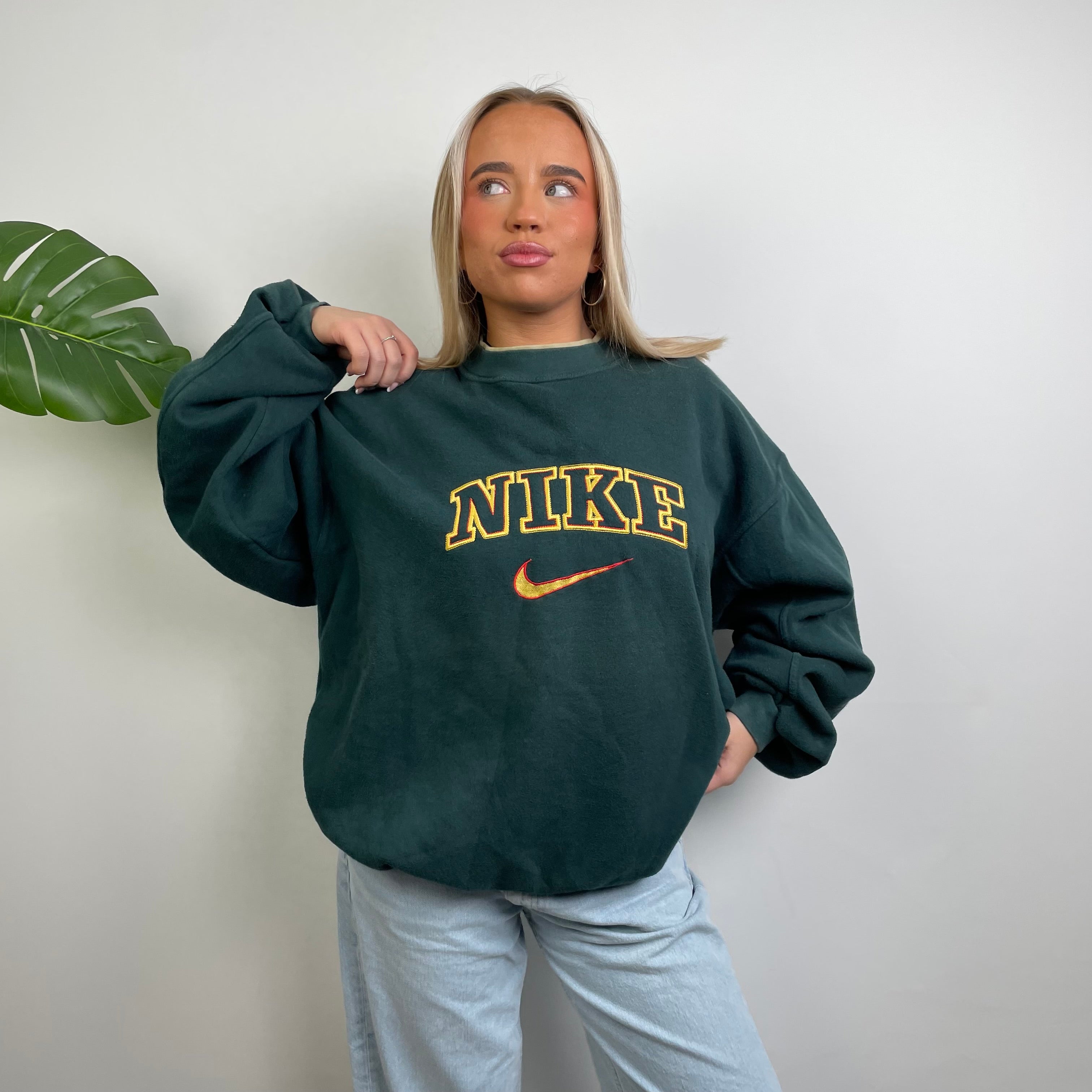 Nike Green Embroidered Spell Out Sweatshirt (L)