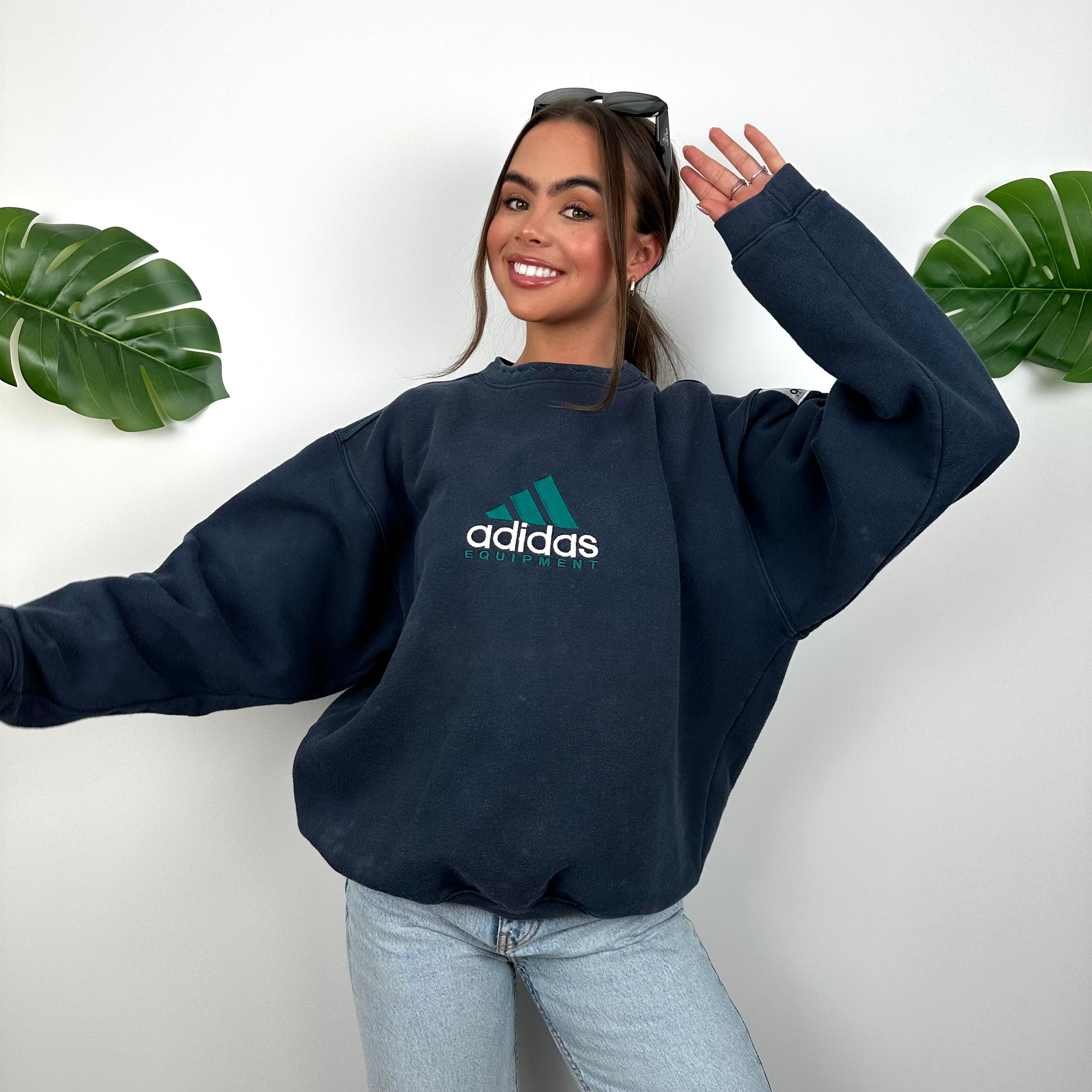 Adidas Equipment Navy Embroidered Spell Out Sweatshirt (S)