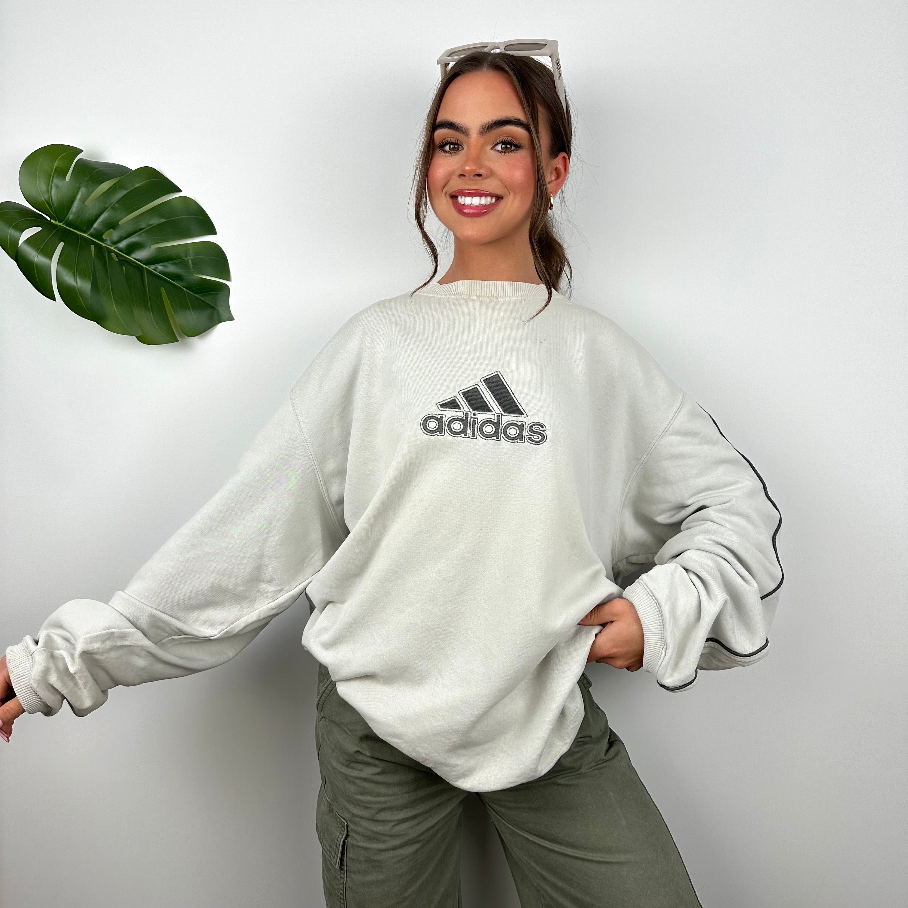 Adidas Grey Embroidered Spell Out Sweatshirt (M)