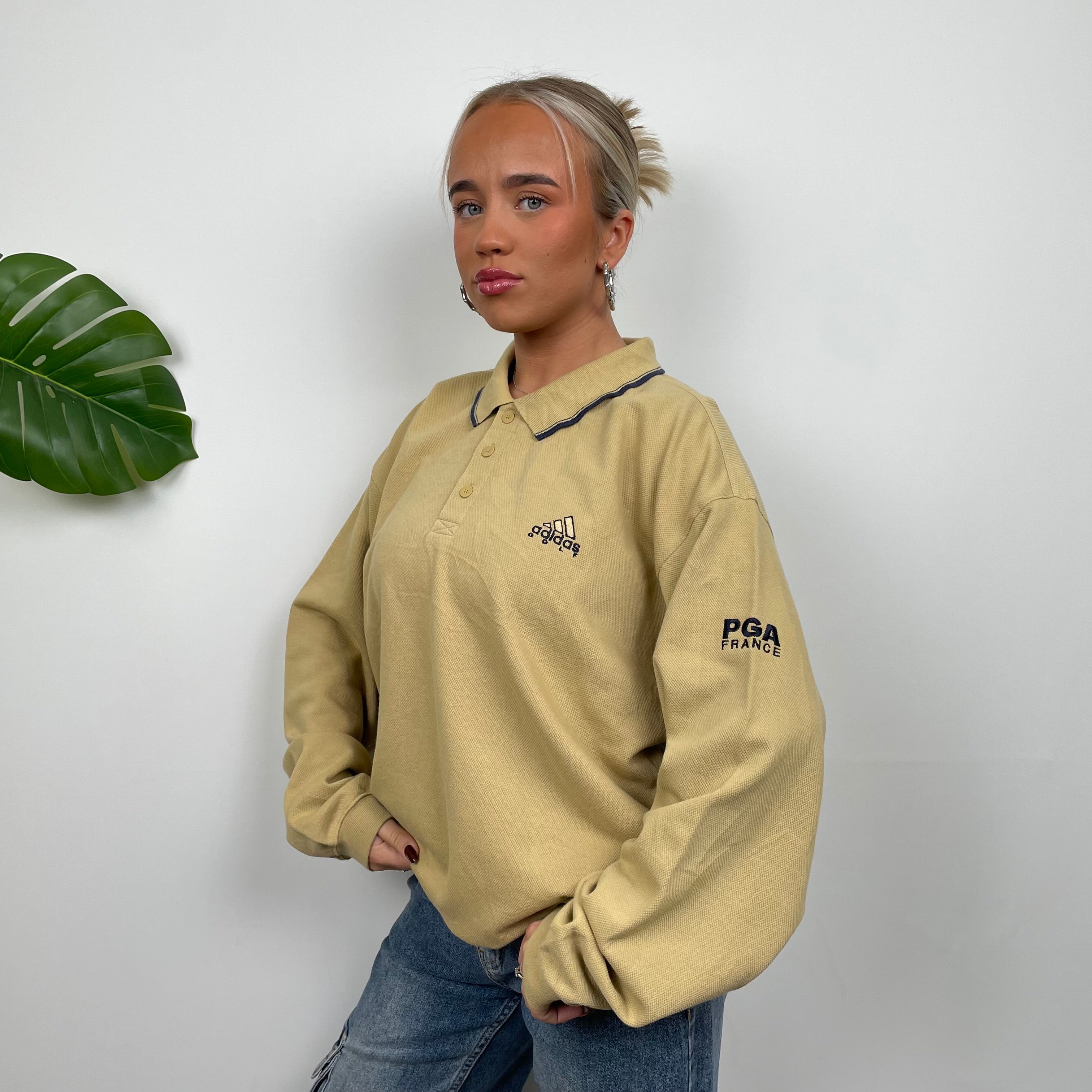 Adidas Golf RARE Tan Embroidered Spell Out Sweatshirt (L)