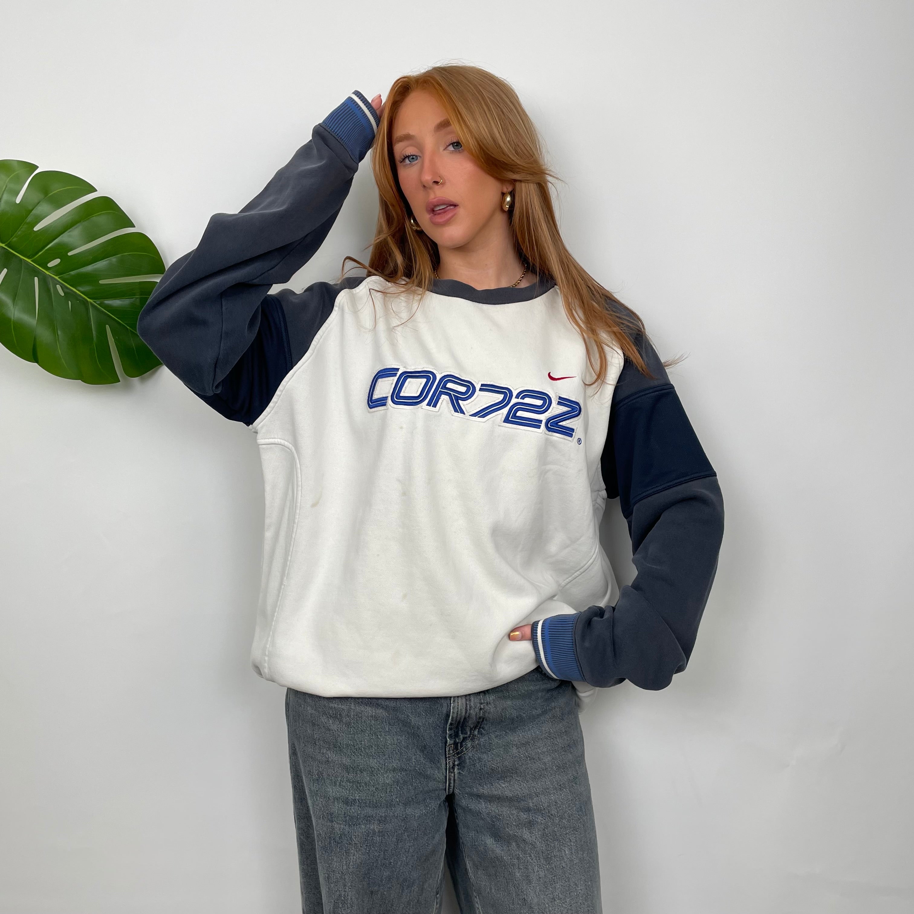 Nike Cortez White Embroidered Spell Out Sweatshirt (XL)