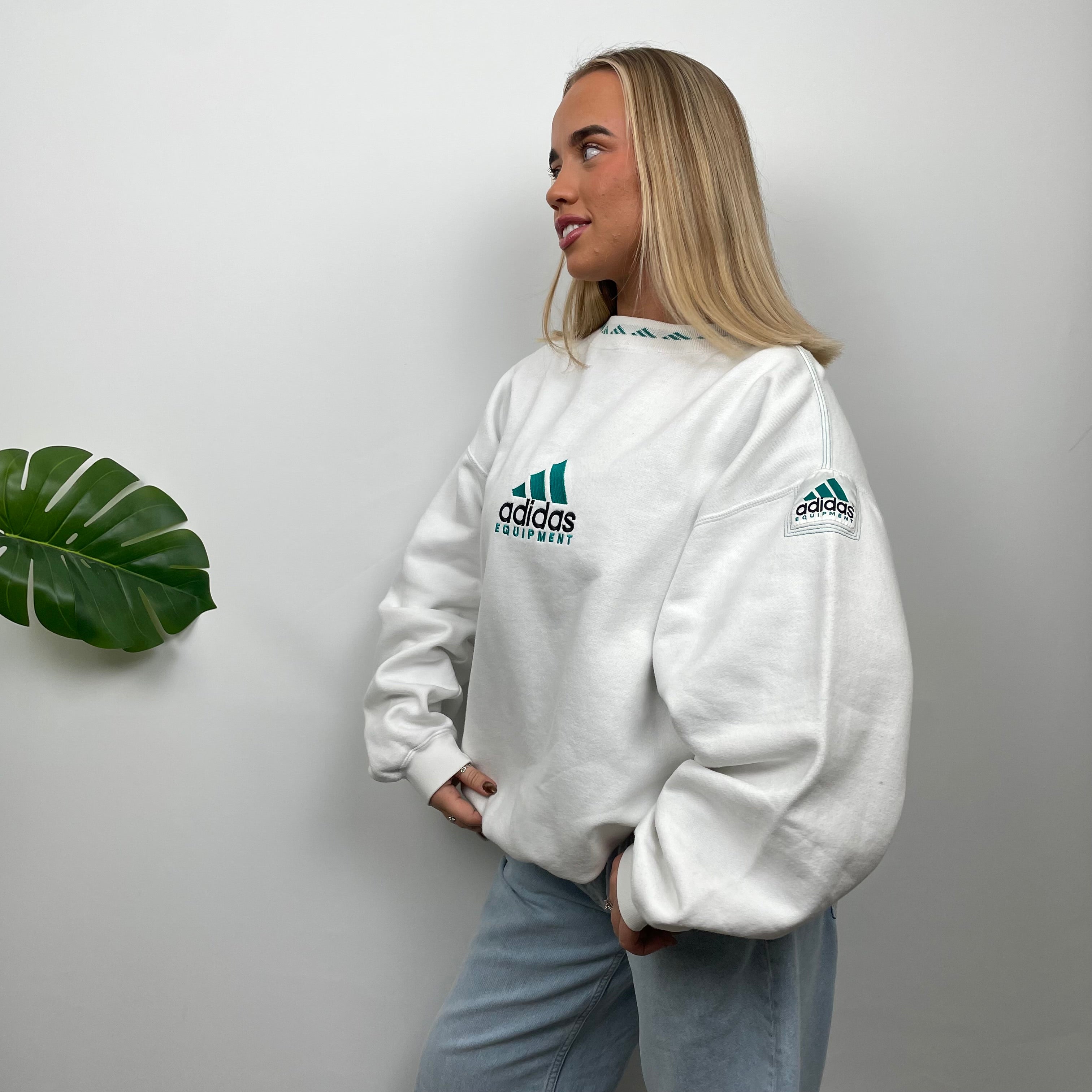 Adidas Equipment White Embroidered Spell Out Sweatshirt (L)