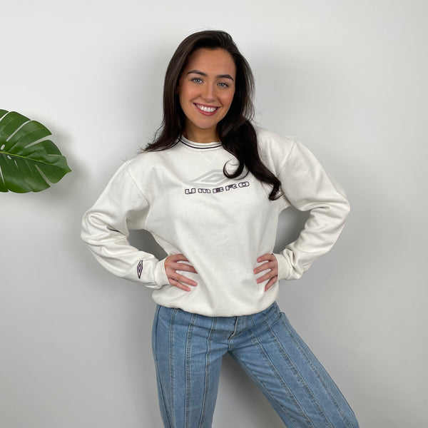 Umbro White Embroidered Spell Out Sweatshirt (S)