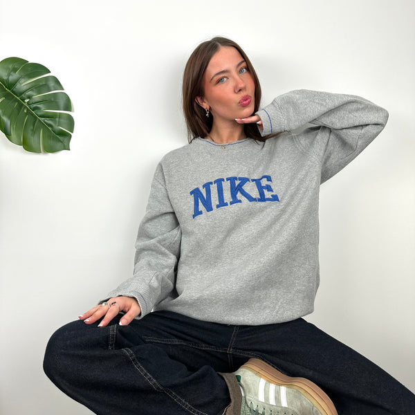 Nike Grey Embroidered Spell Out Sweatshirt (L)