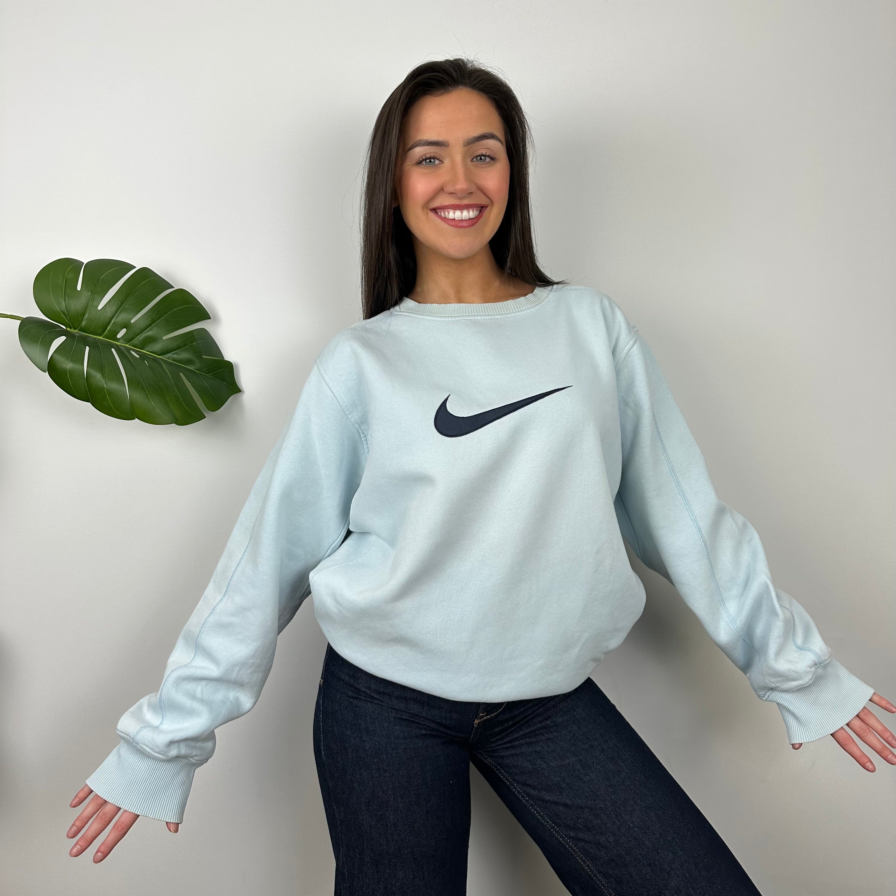 Nike Baby Blue Embroidered Swoosh Sweatshirt (L)