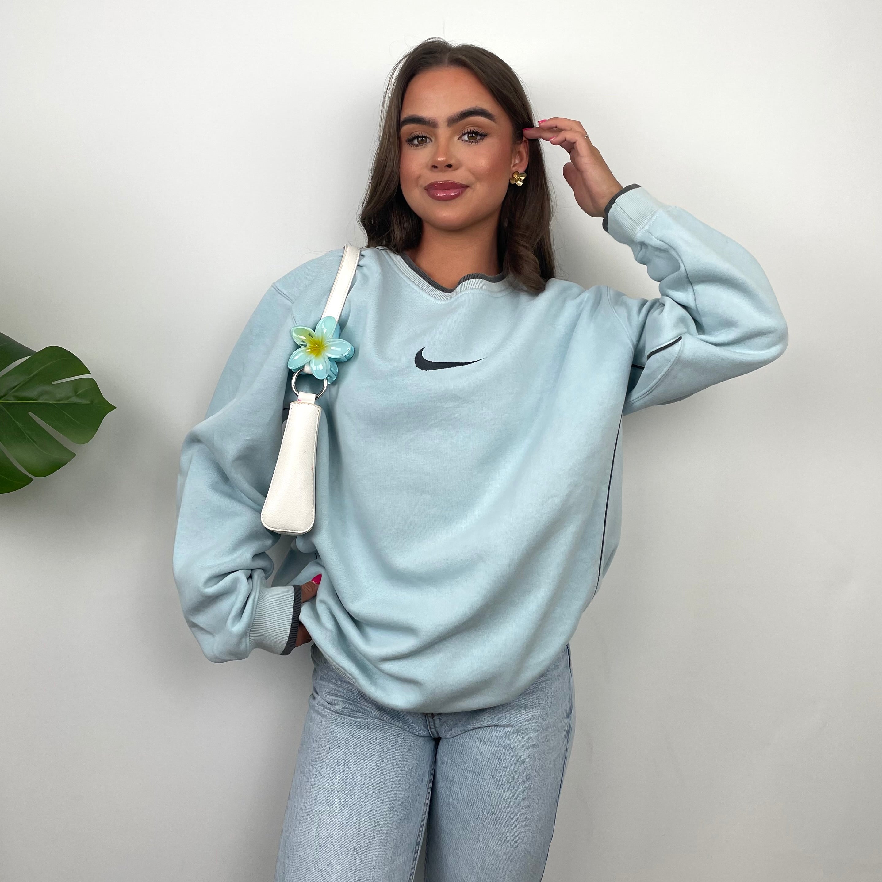 Nike Baby Blue Embroidered Swoosh Sweatshirt (L)