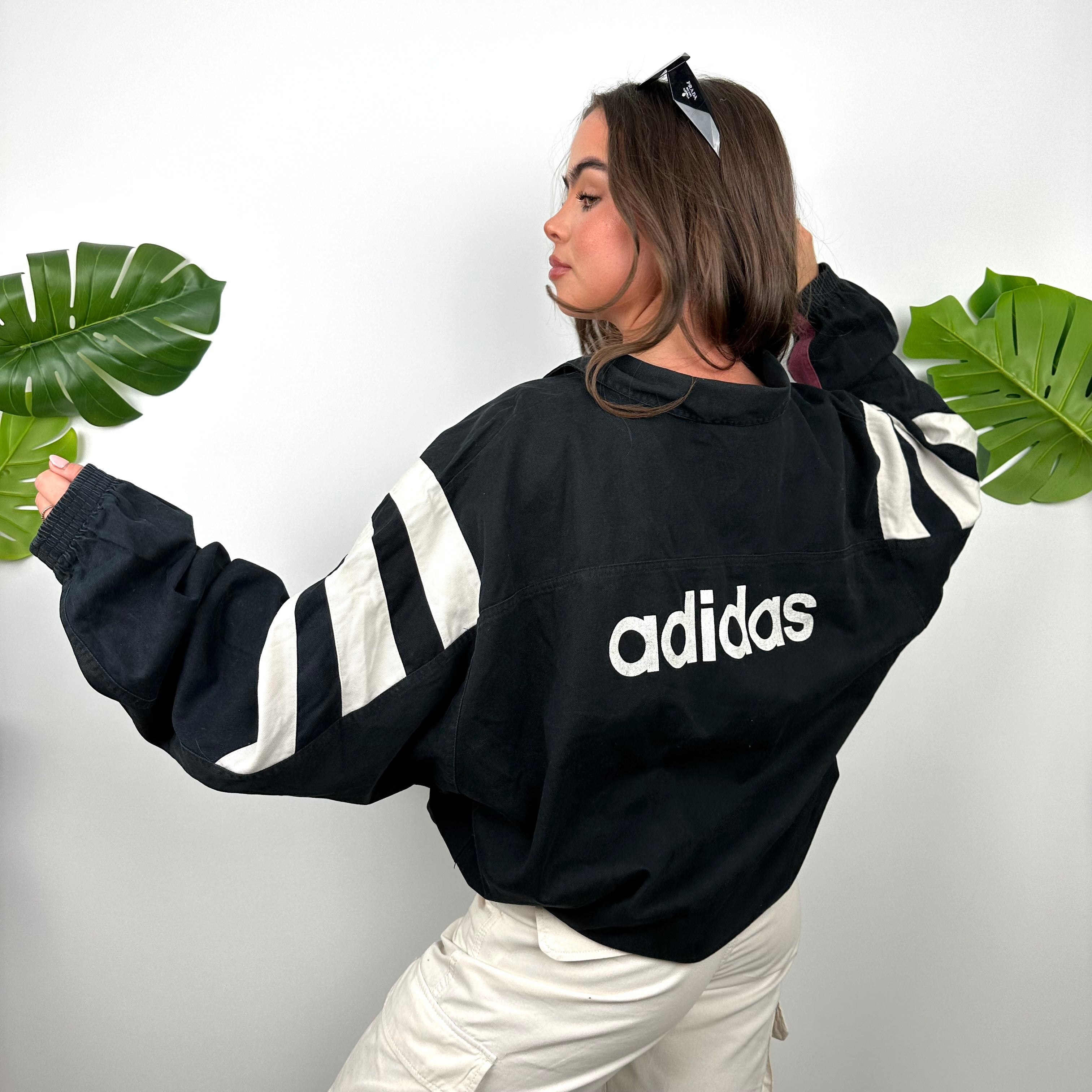 Adidas Colour Block Embroidered Spell Out Sweatshirt (L)