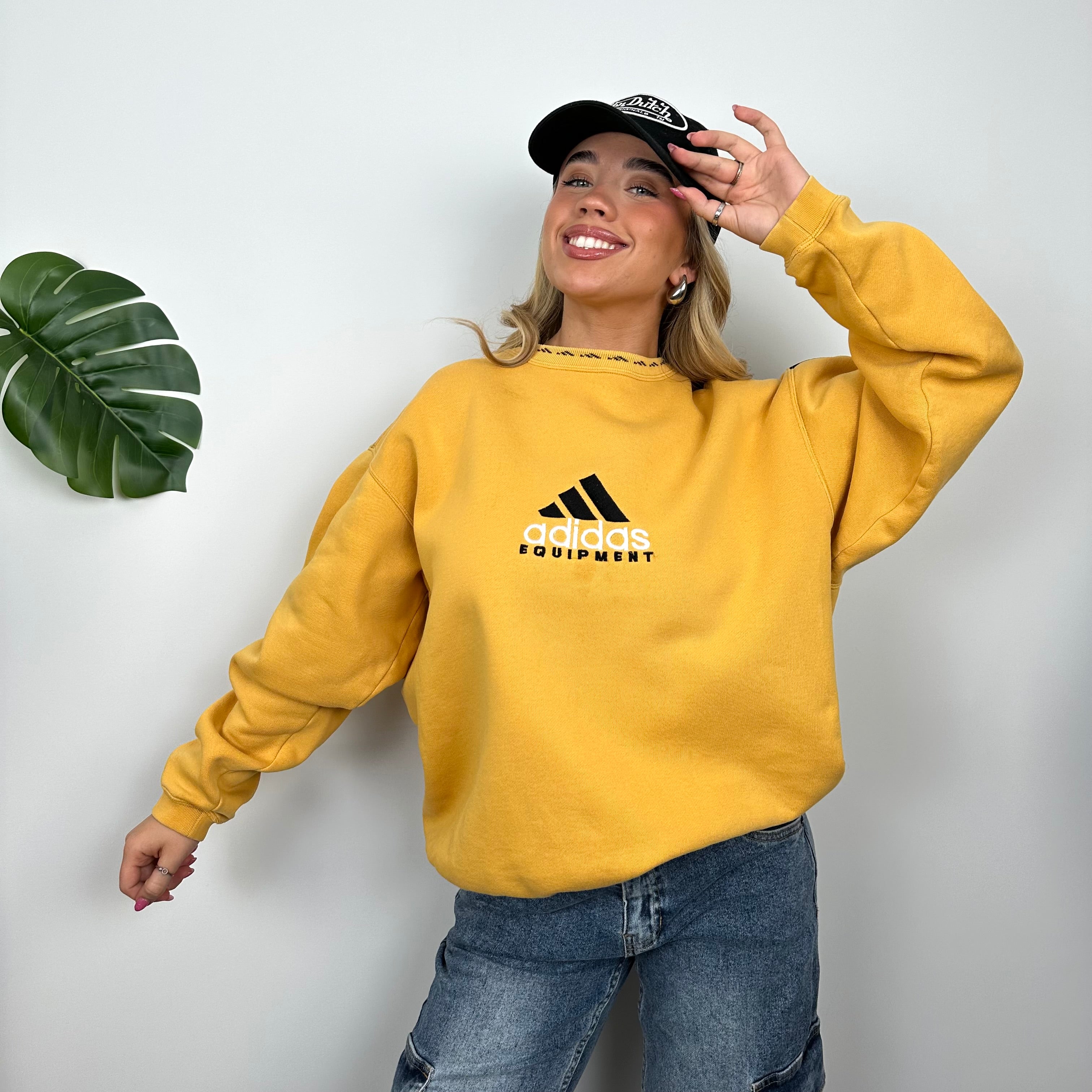 Adidas Equipment Yellow Embroidered Spell Out Sweatshirt (M)