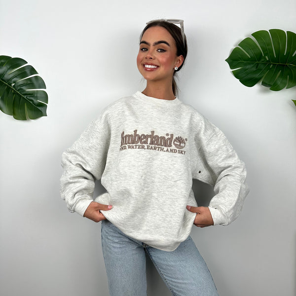 Timberland Grey Embroidered Spell Out Sweatshirt (S)