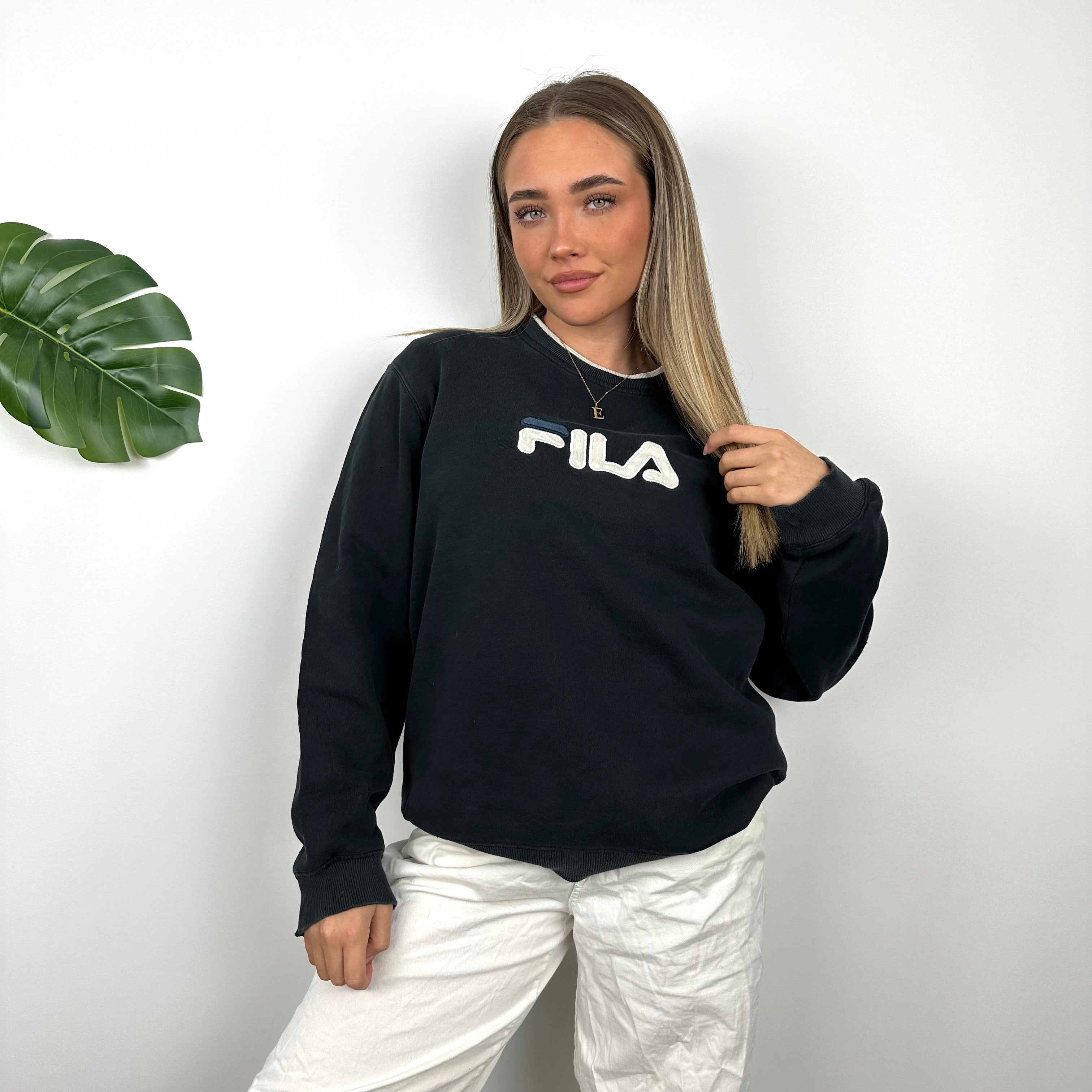 FILA Navy Embroidered Spell Out Sweatshirt (S)