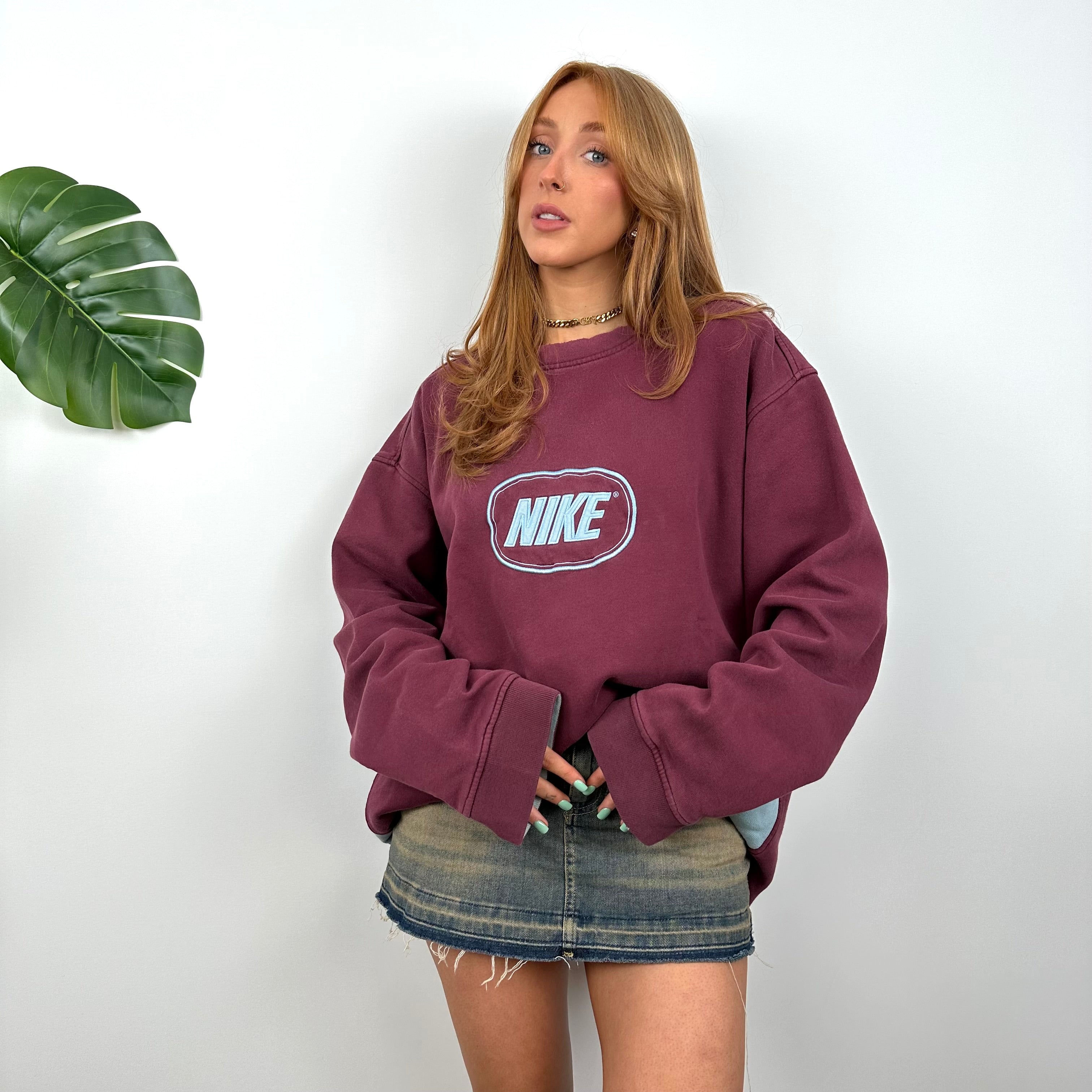 Nike Maroon Embroidered Spell Out Sweatshirt (XXL)