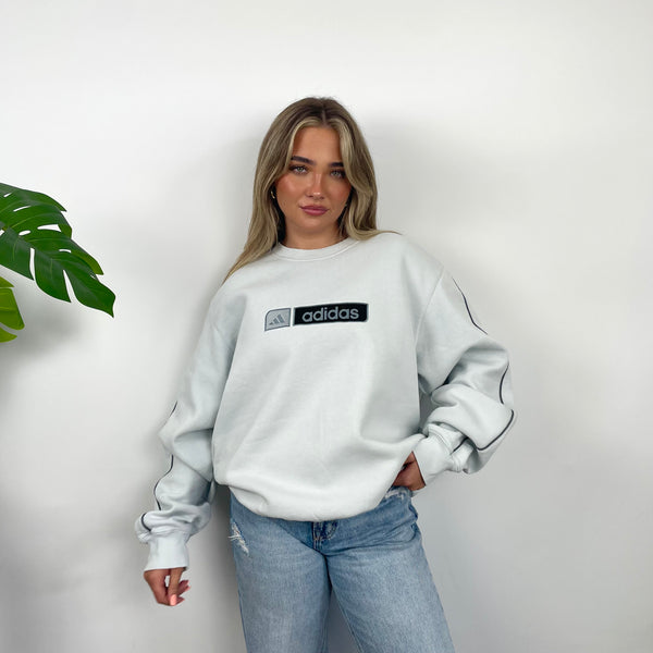Adidas RARE Grey Embroidered Spell Out Sweatshirt (L)