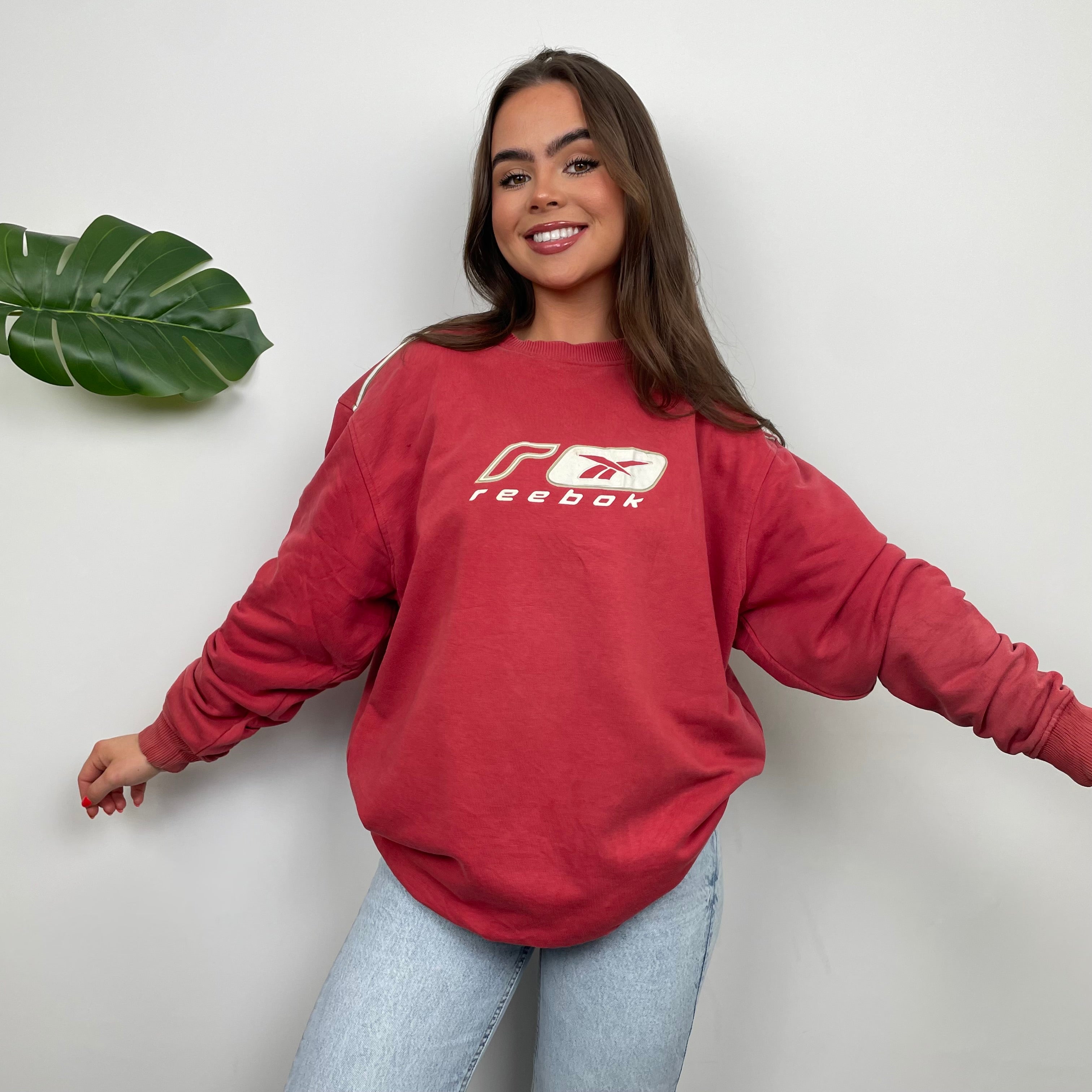 Reebok Red Embroidered Spell Out Sweatshirt (M)