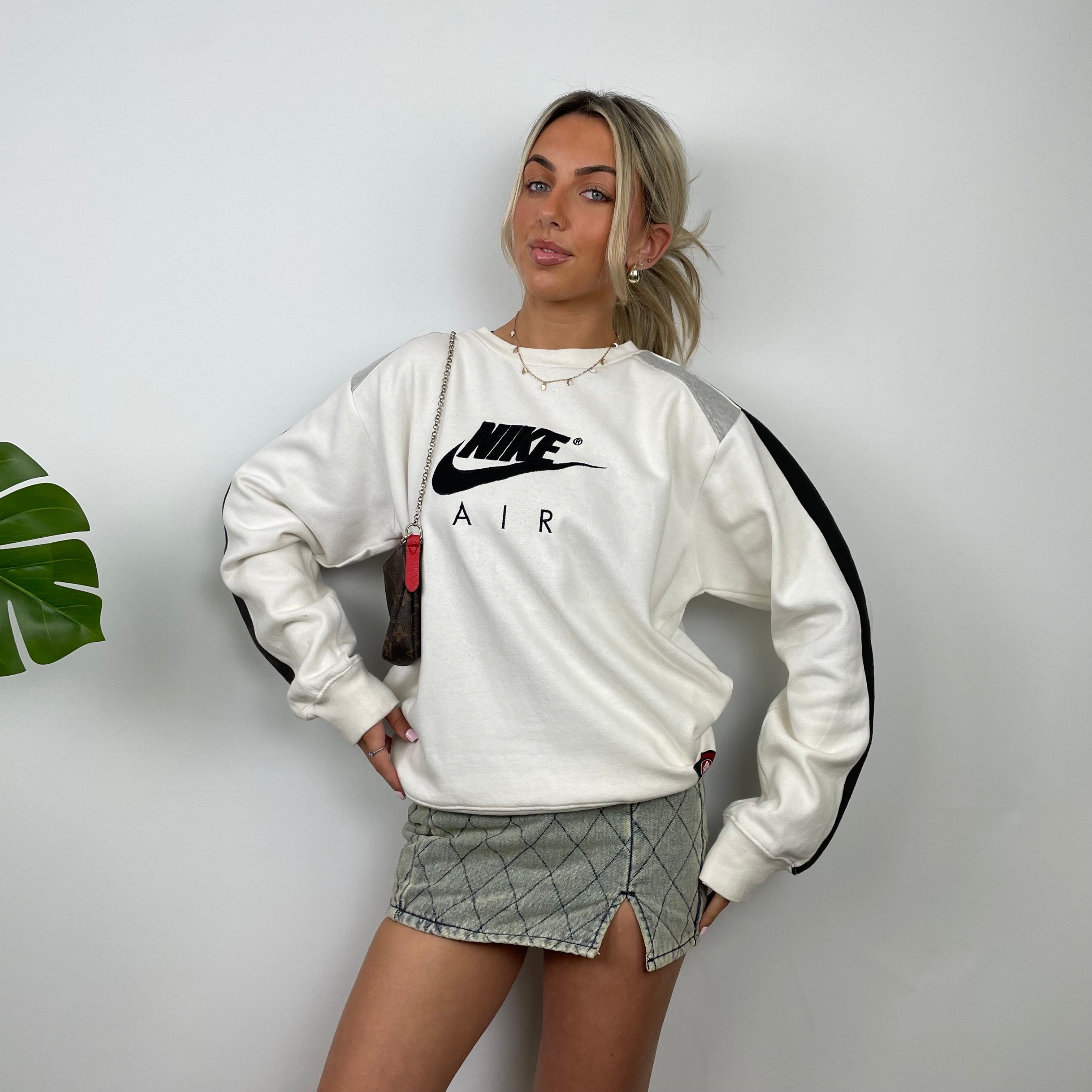 Nike Air RARE White Embroidered Spell Out Sweatshirt (M)