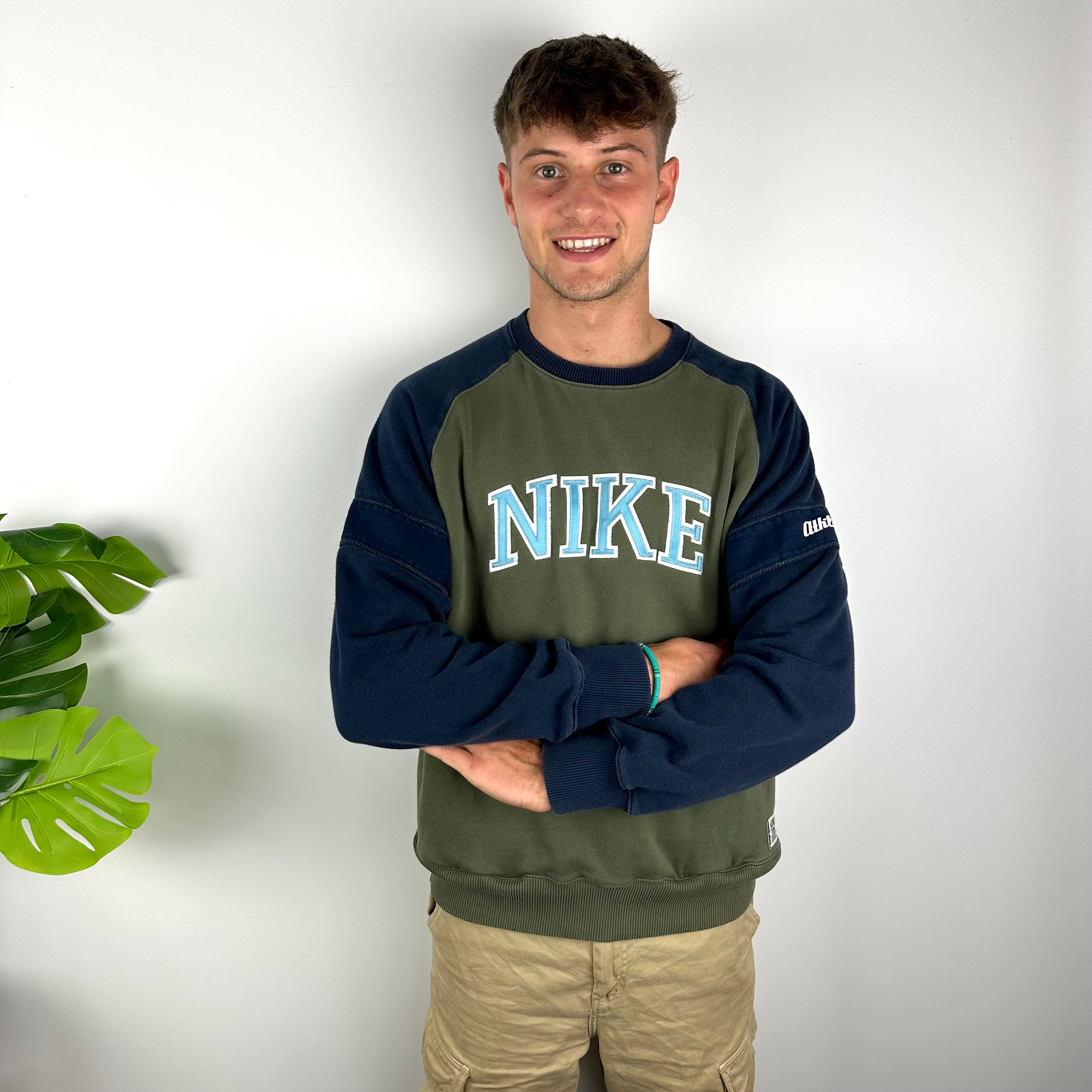 Nike RARE Green Embroidered Spell Out Sweatshirt (M)