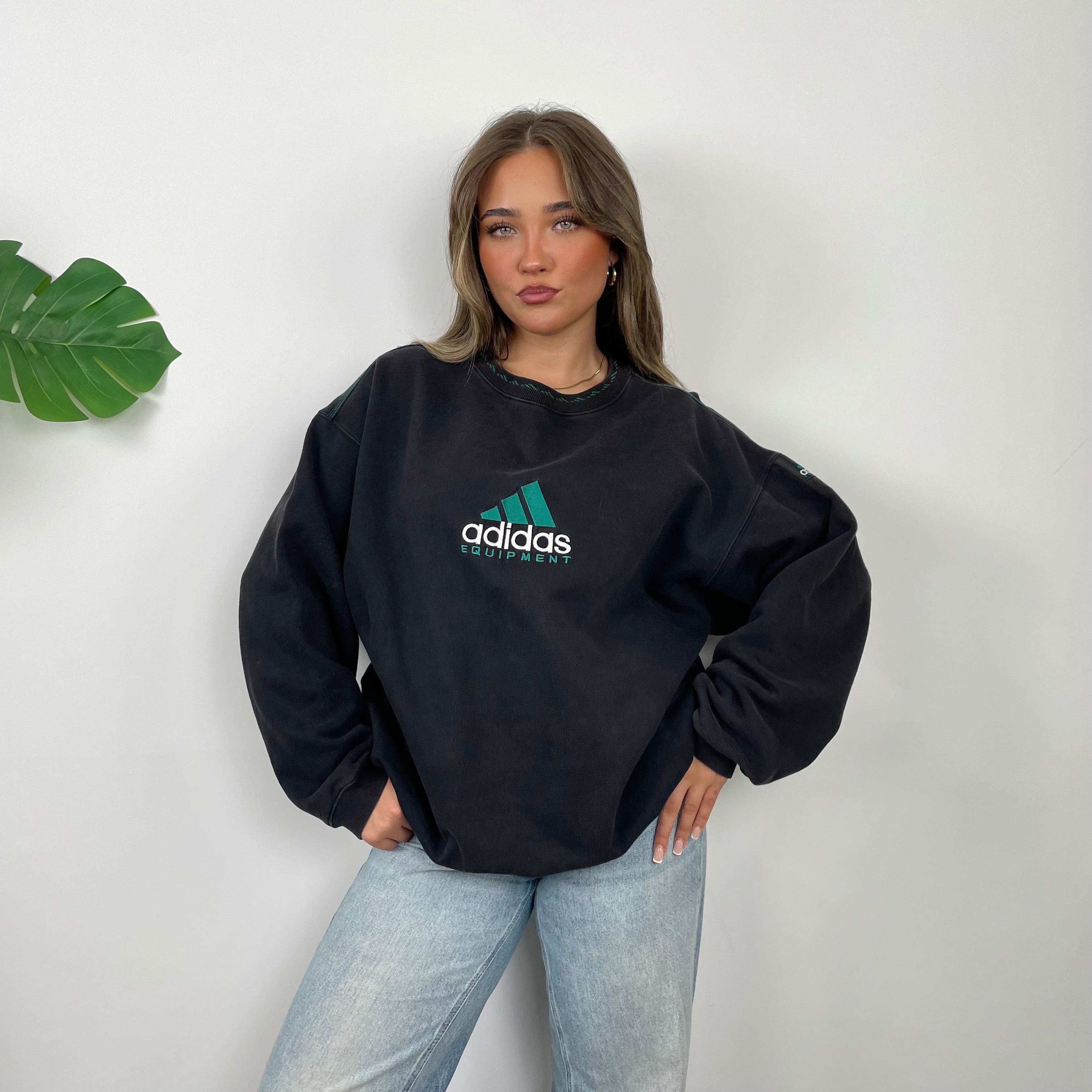 Adidas Equipment Black Embroidered Spell Out Sweatshirt (L)