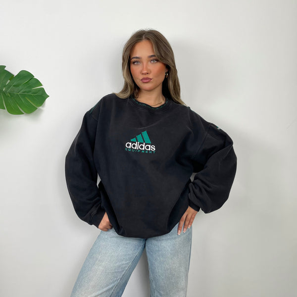 Adidas Equipment Black Embroidered Spell Out Sweatshirt (L)