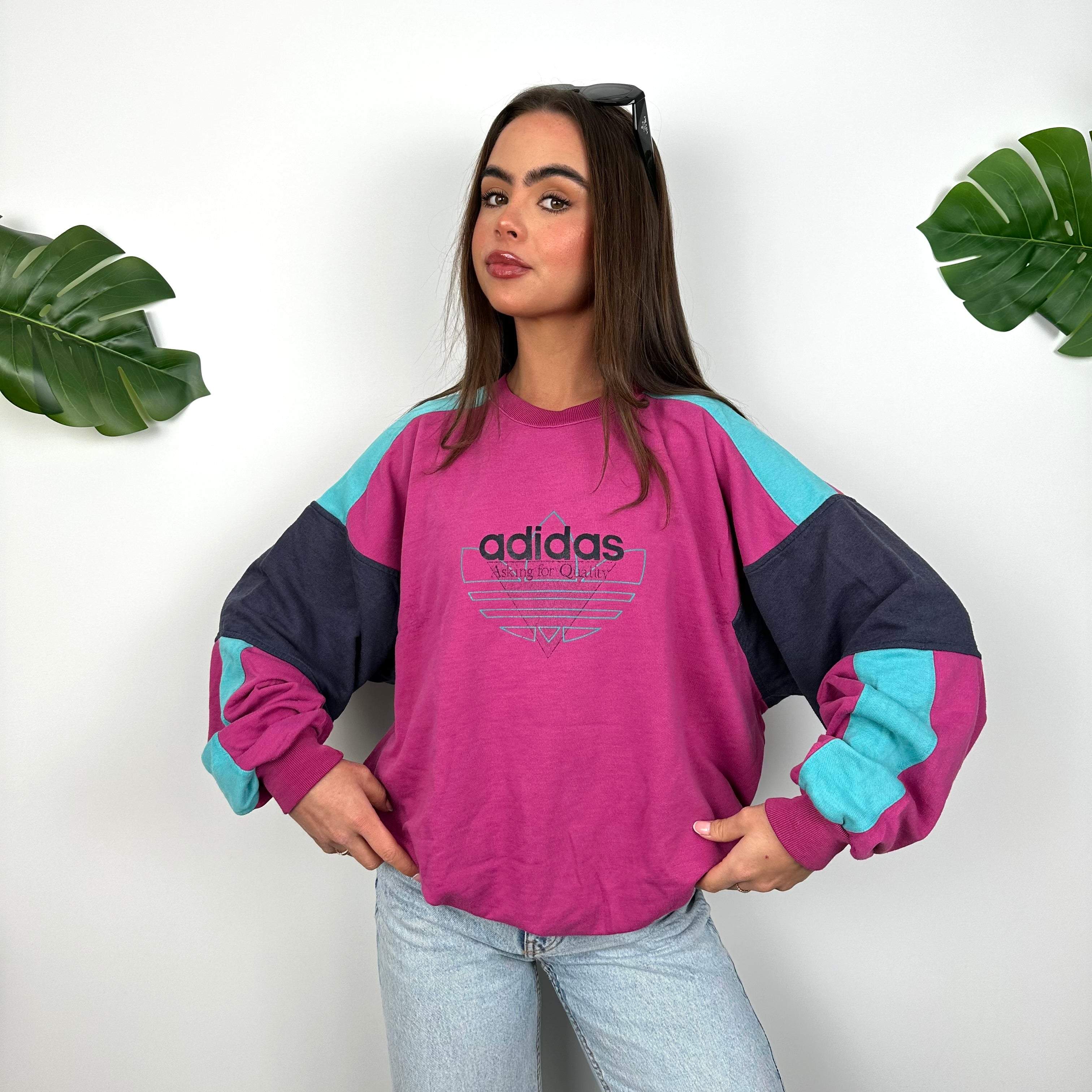 Adidas Pink Spell Out Sweatshirt (M)