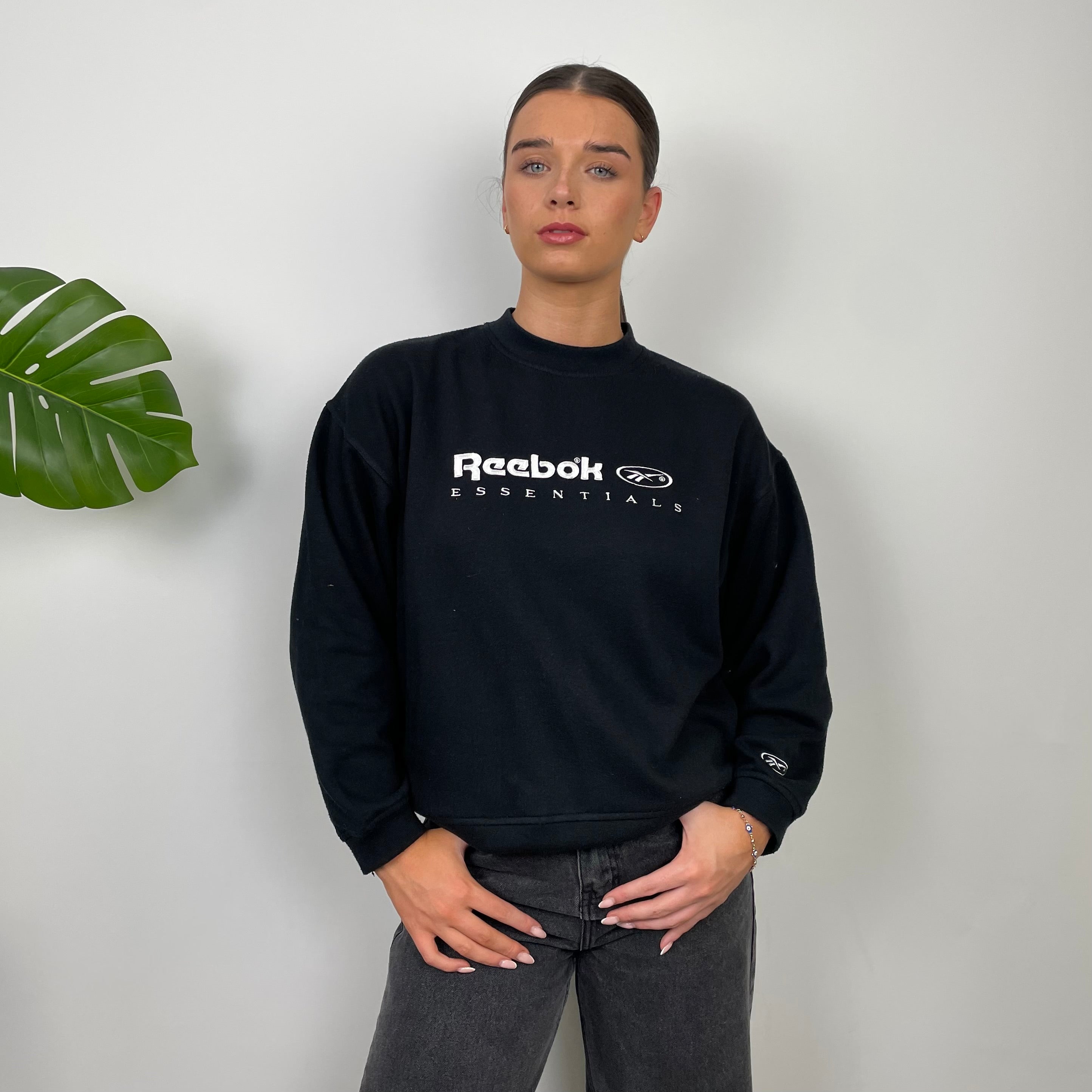 Reebok Black Embroidered Spell Out Sweatshirt (S)