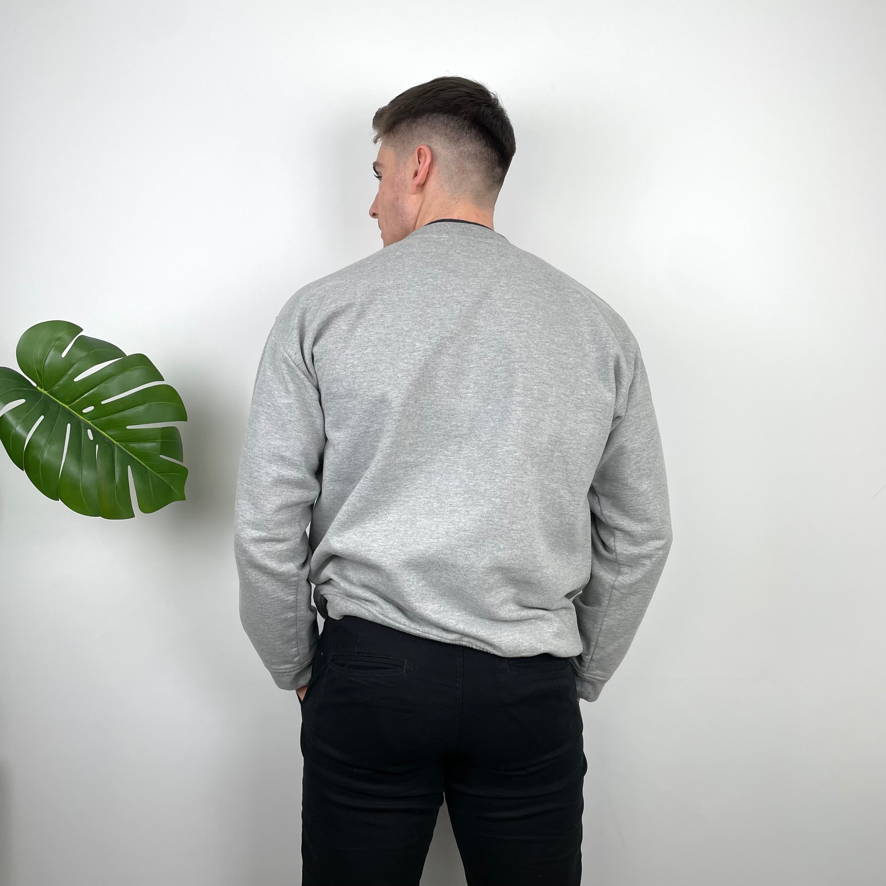 Nike Grey Embroidered Swoosh Sweatshirt (XL)