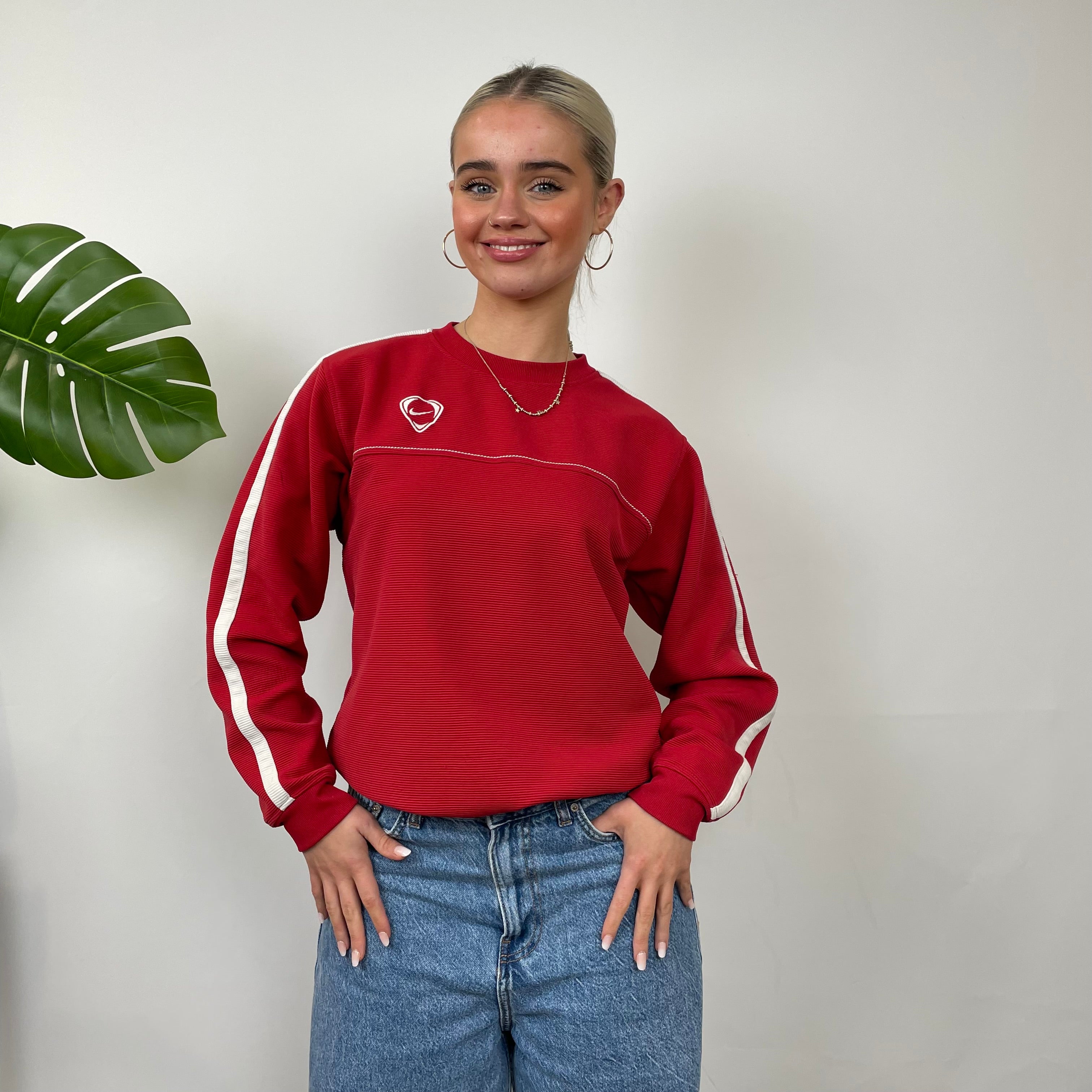 Nike Red Embroidered Swoosh Sweatshirt (S)