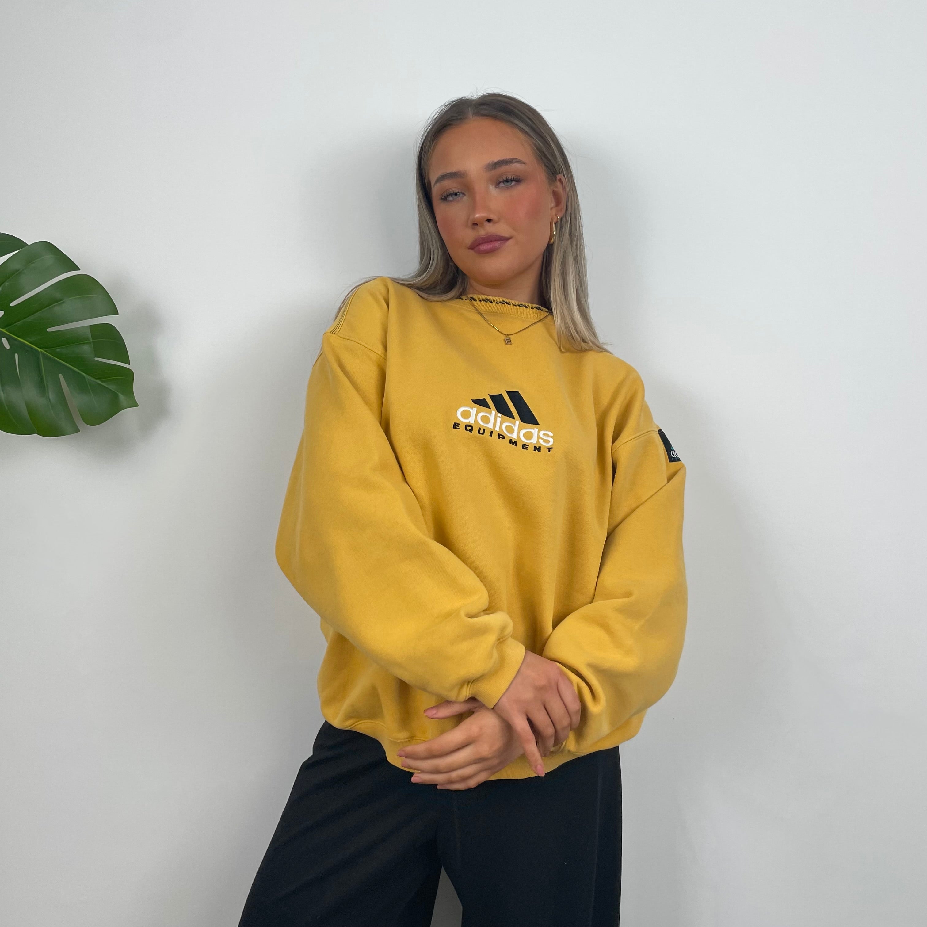 Adidas Equipment Yellow Embroidered Spell Out Sweatshirt (M)