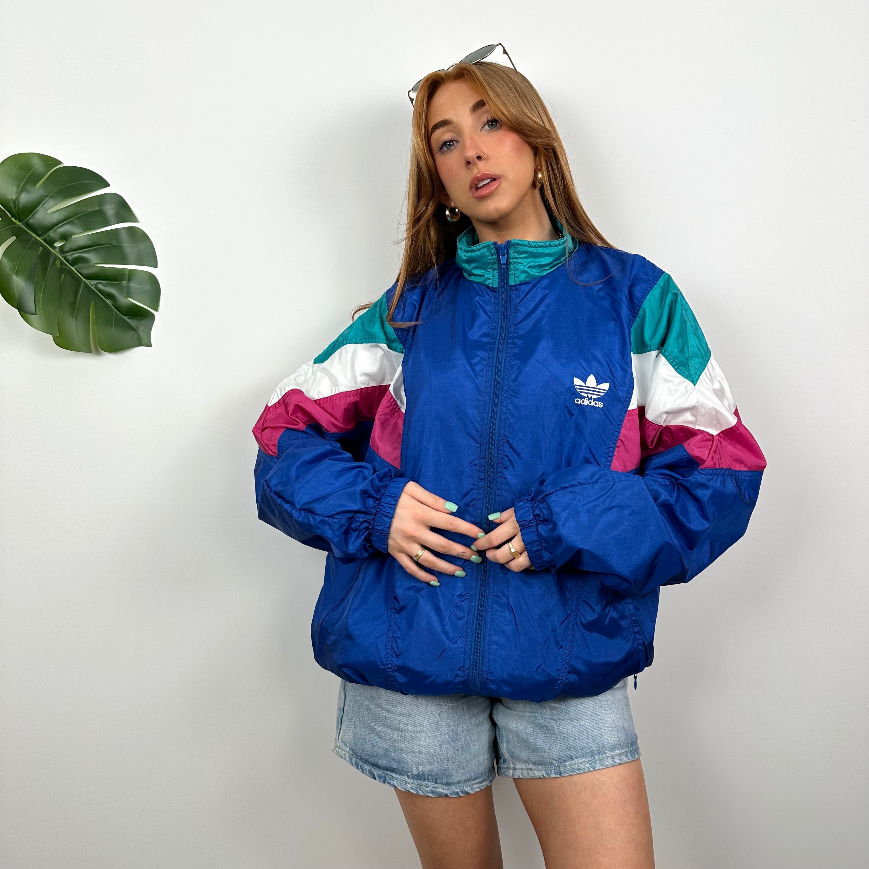 Adidas RARE Colour Block Embroidered Spell Out Windbreaker Jacket (M)