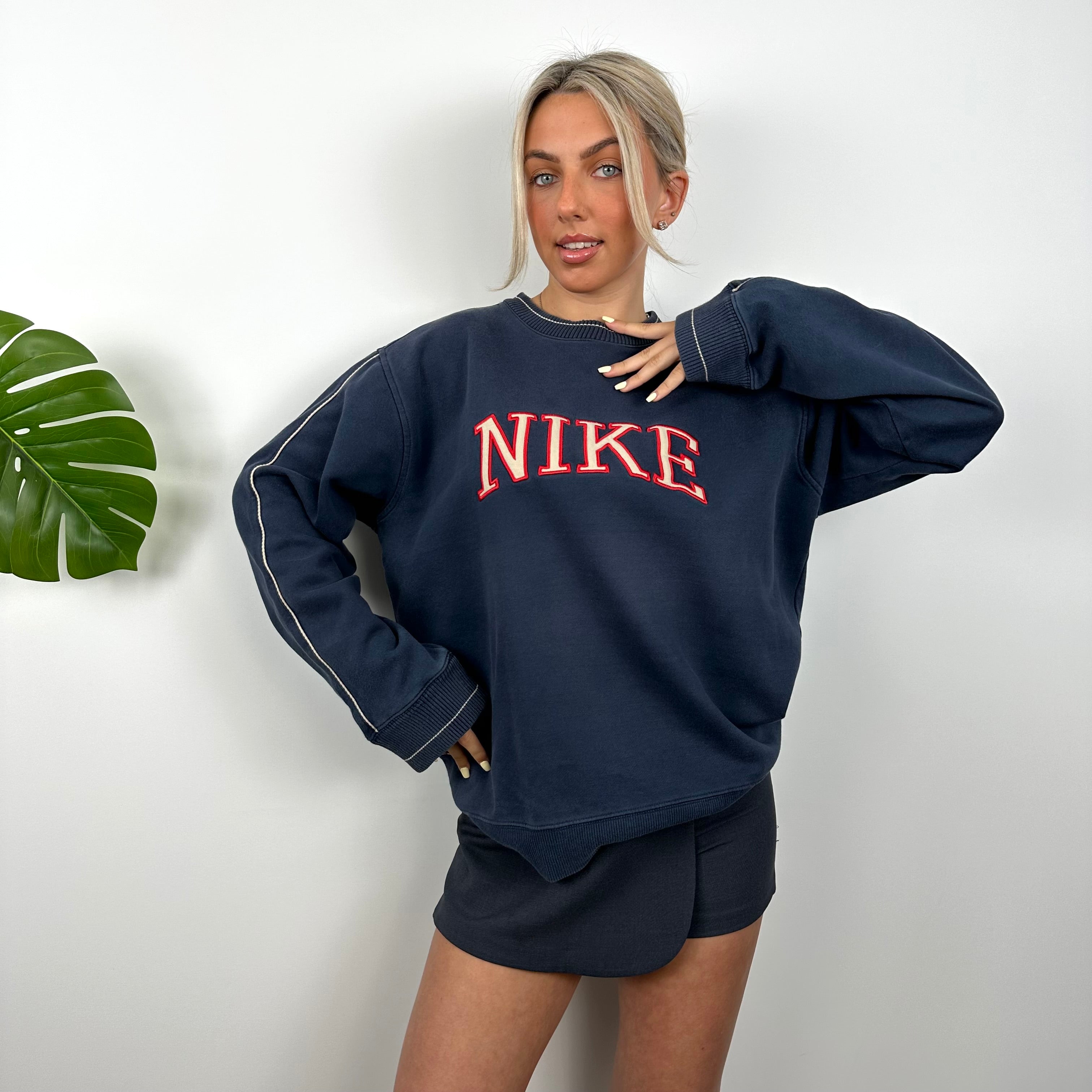 Nike Navy Embroidered Spell Out Sweatshirt (M)