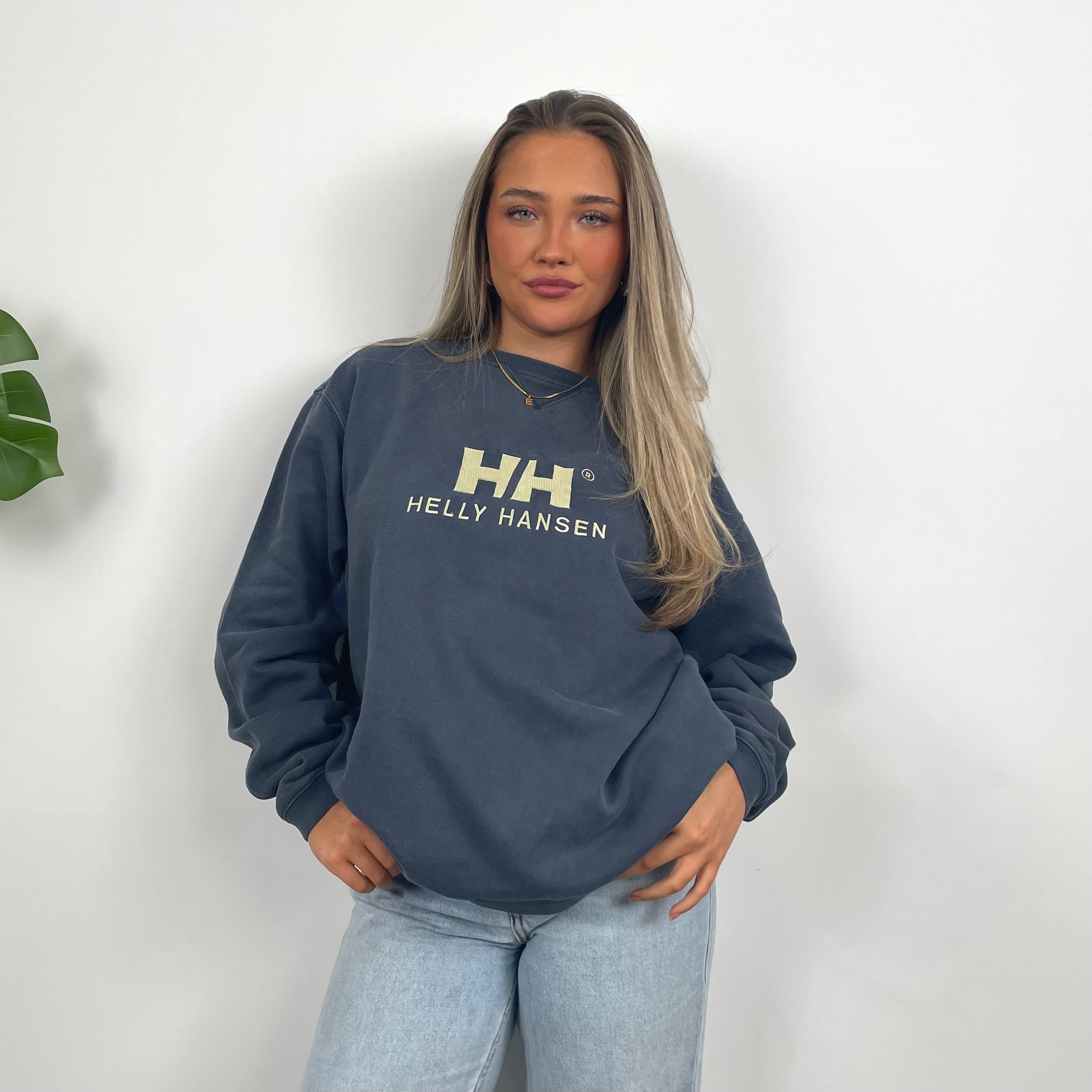 Helly Hansen Blue Embroidered Spell Out Sweatshirt (M)