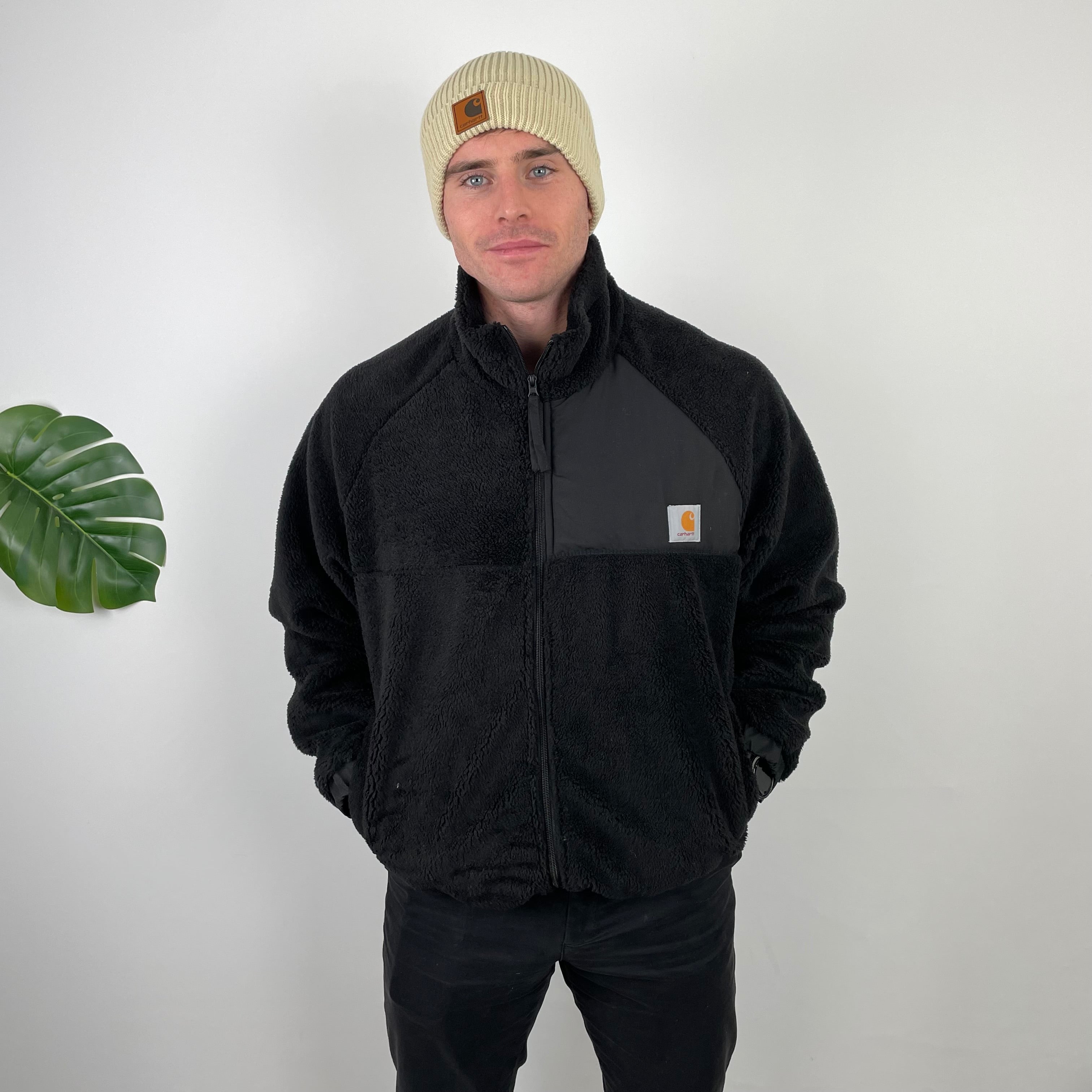 Carhartt Black Teddy Bear Sherpa Fleece Zip Up Jacket (L)