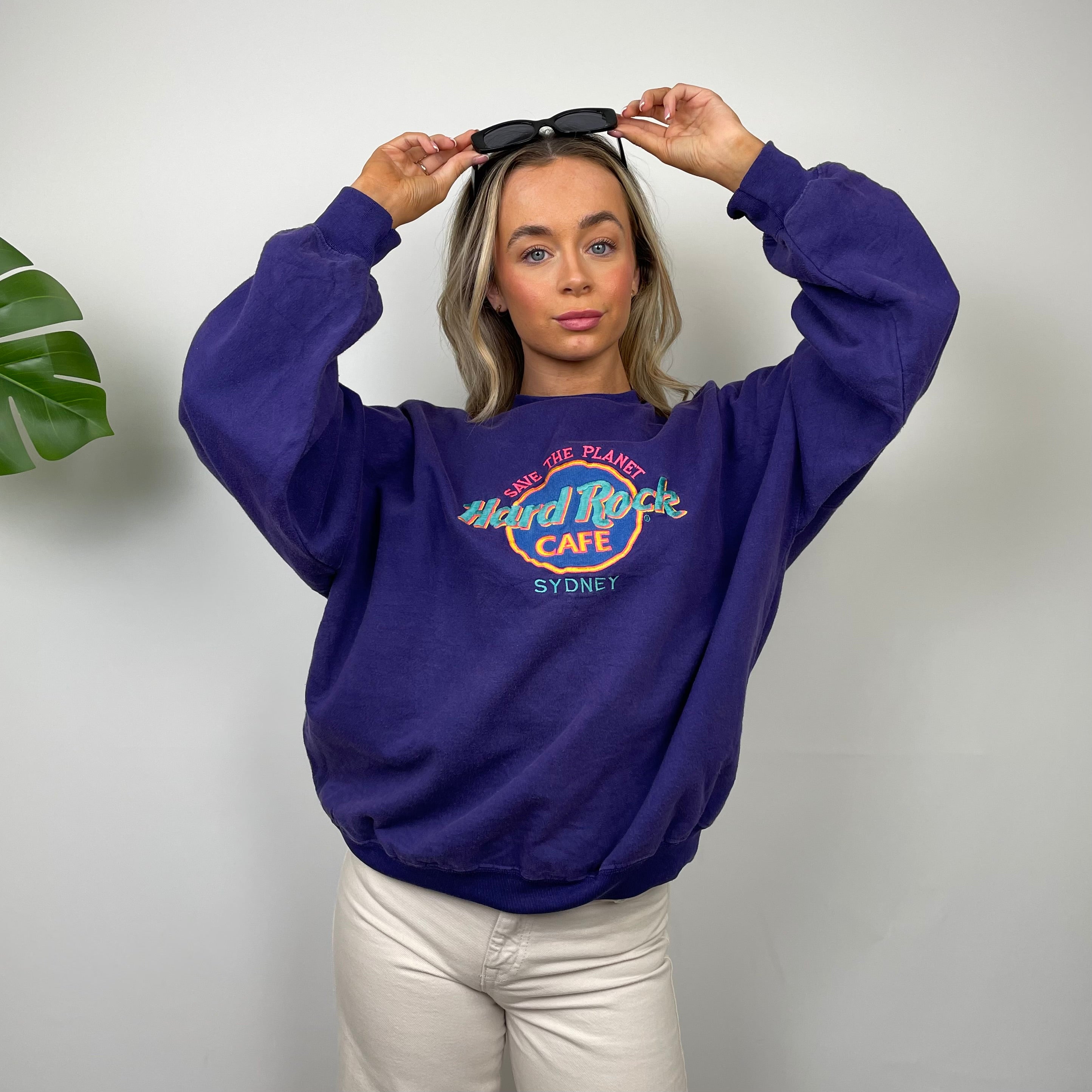 Hard Rock Cafe Sydney Purple Spell Out Sweatshirt (M)