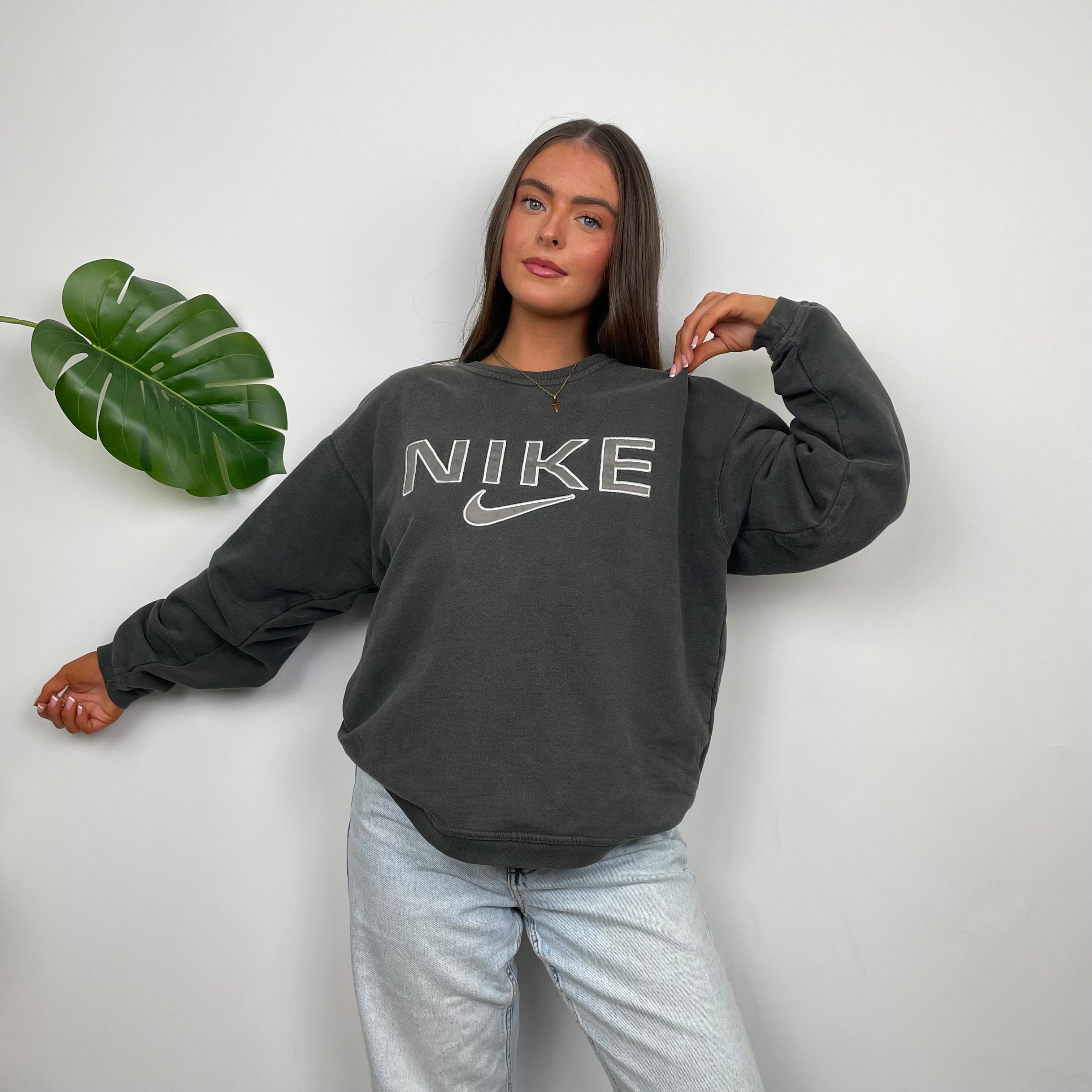 Nike Grey Embroidered Spell Out Sweatshirt (S)