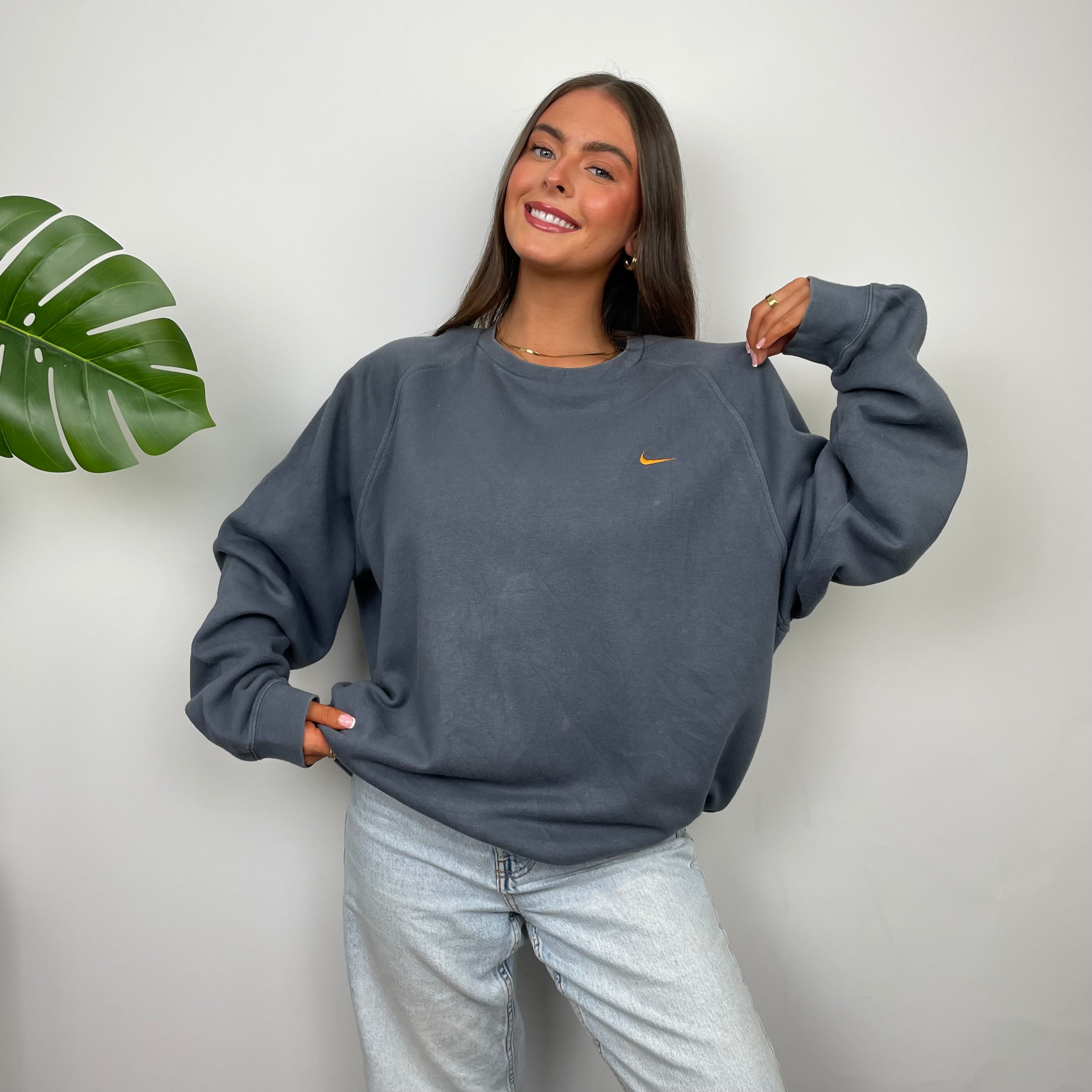 Nike Grey Embroidered Swoosh Sweatshirt (L)