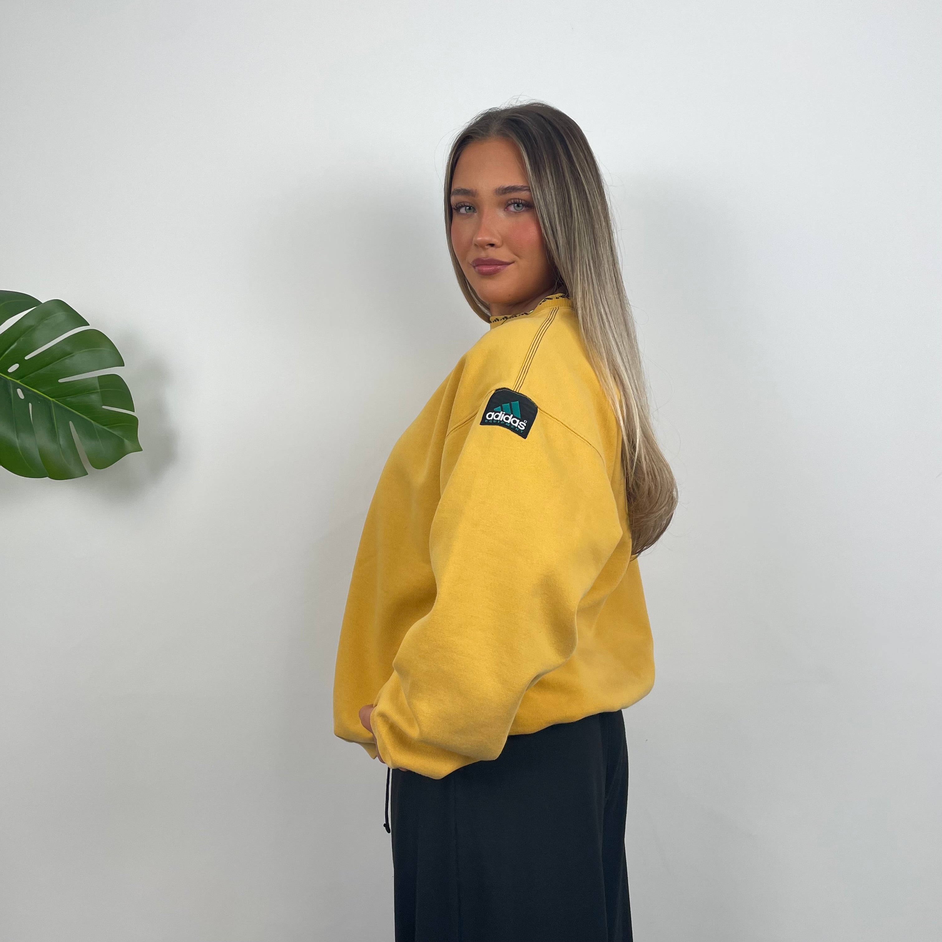 Adidas Equipment Yellow Embroidered Spell Out Sweatshirt (M)