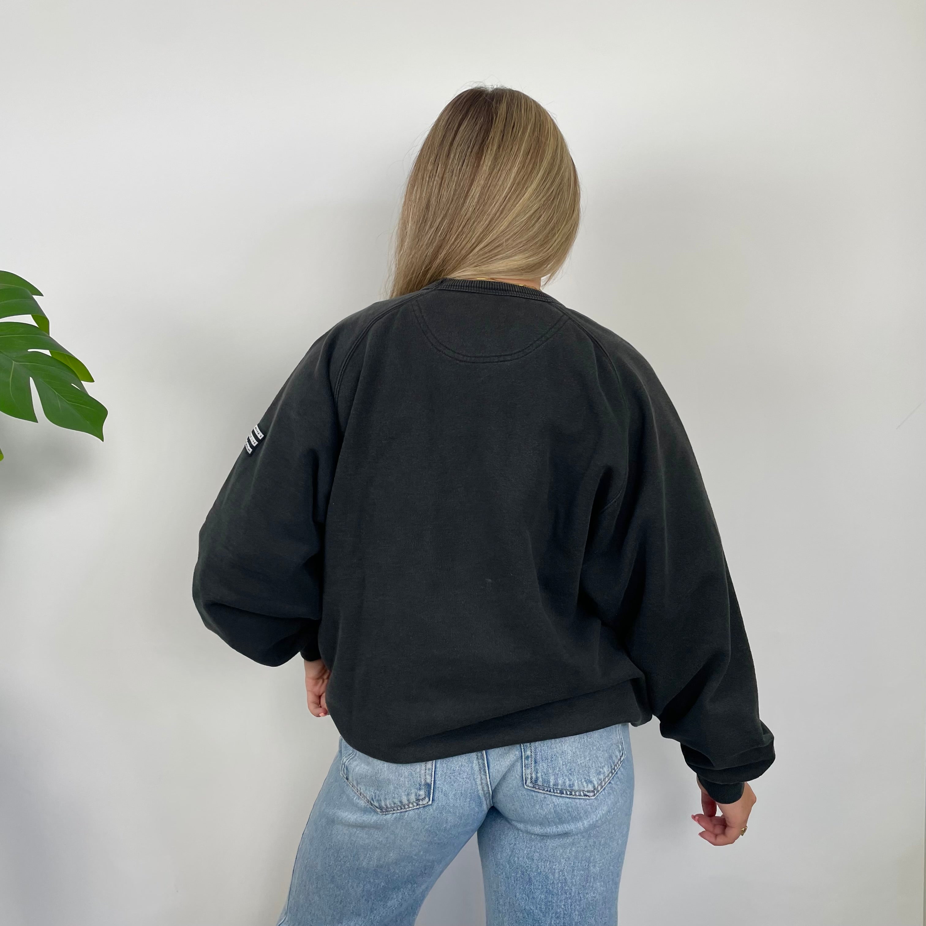 Adidas Black Embroidered Spell Out Sweatshirt (L)