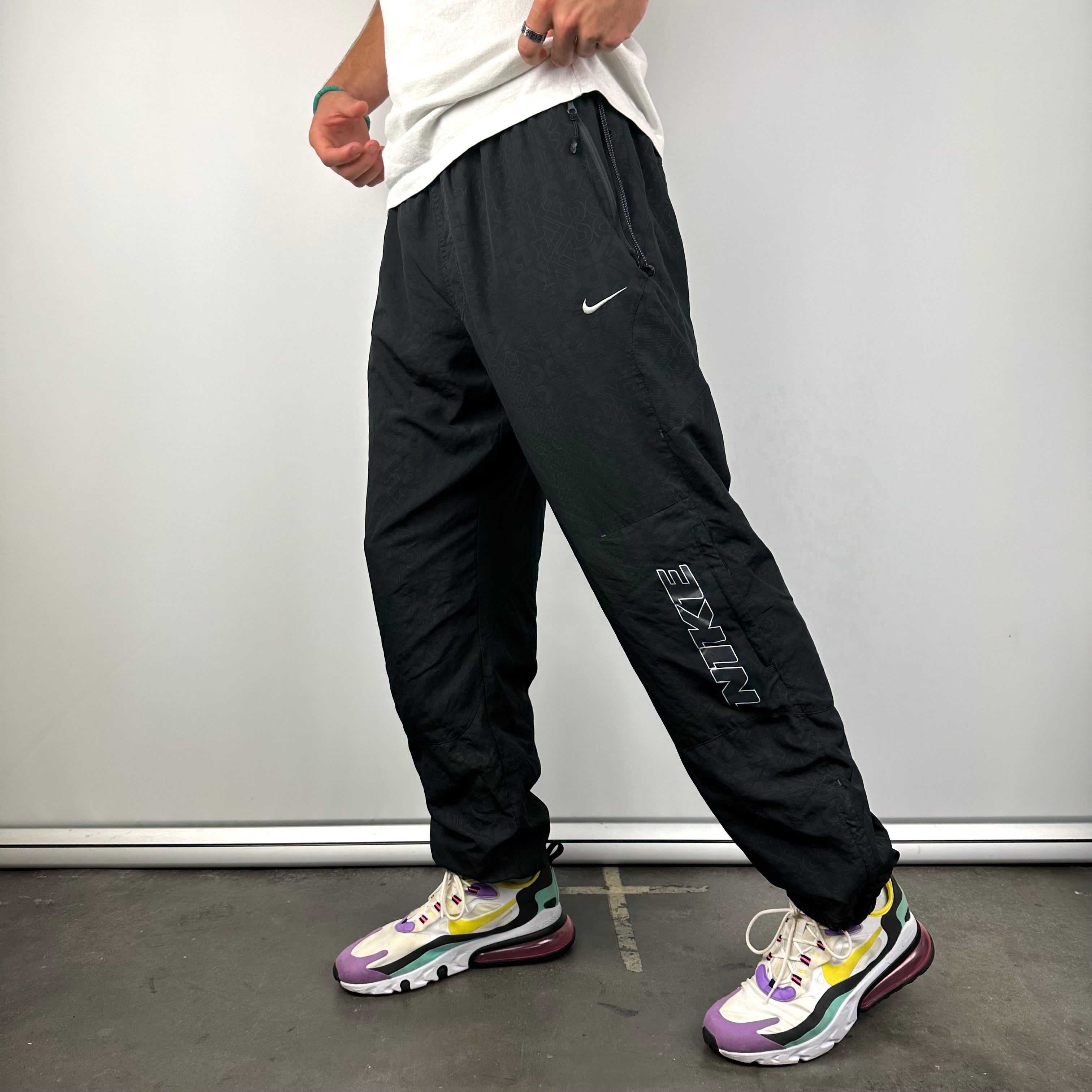 Nike Black Spell Out Track Pants (XL)