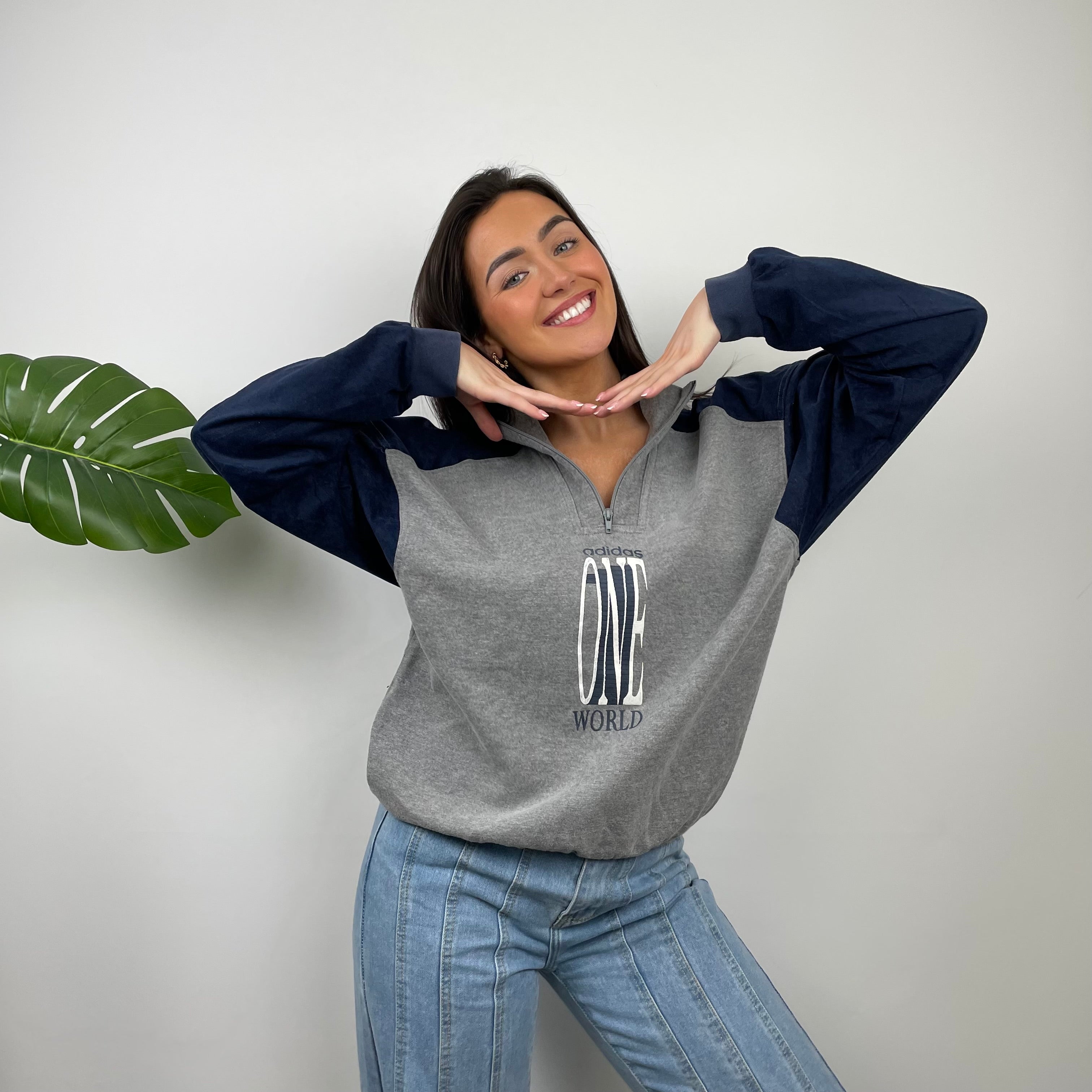 Adidas One World RARE Spell Out Quarter Zip Sweatshirt (M)