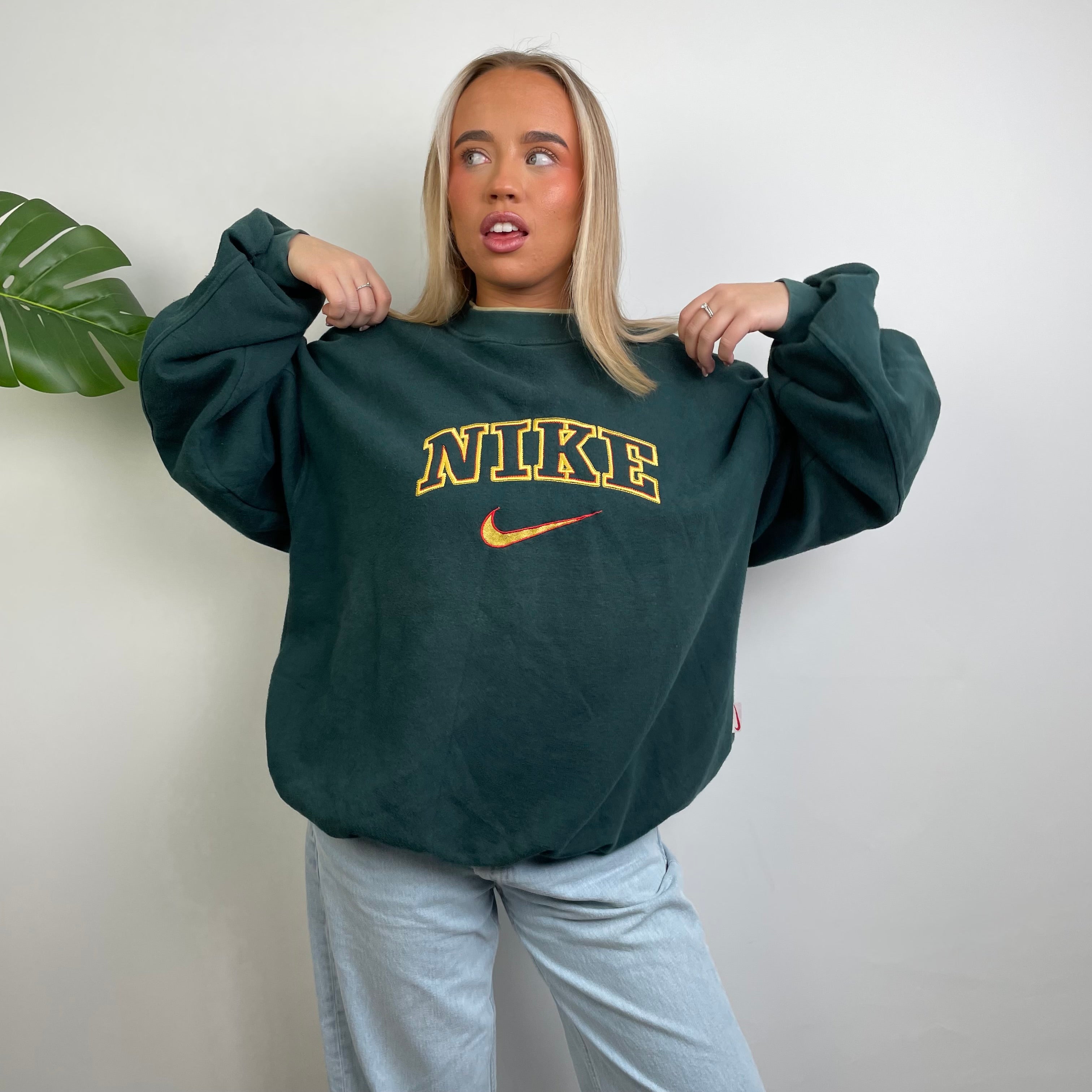 Nike Green Embroidered Spell Out Sweatshirt (L)