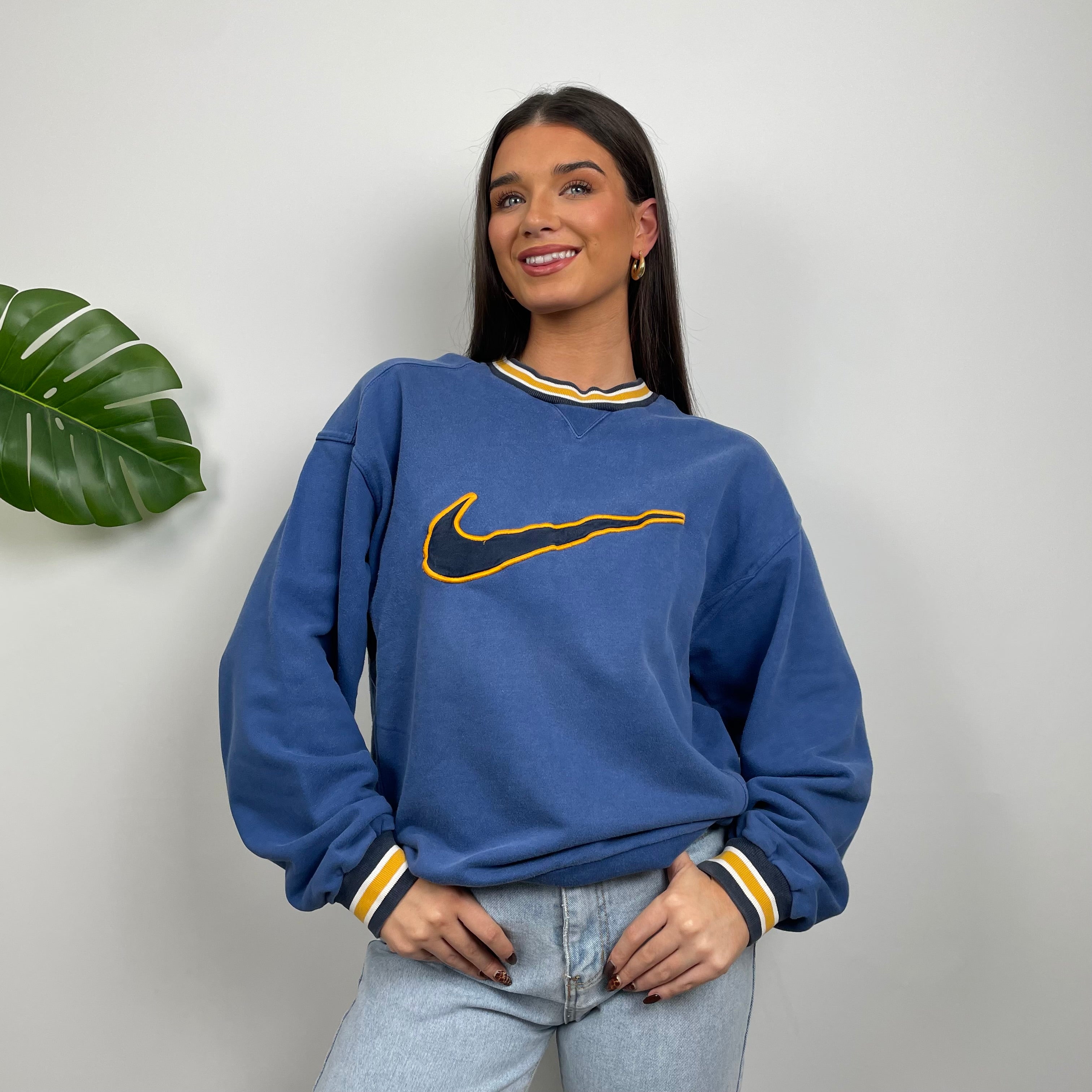 Nike RARE Blue Embroidered Swoosh Sweatshirt (M)