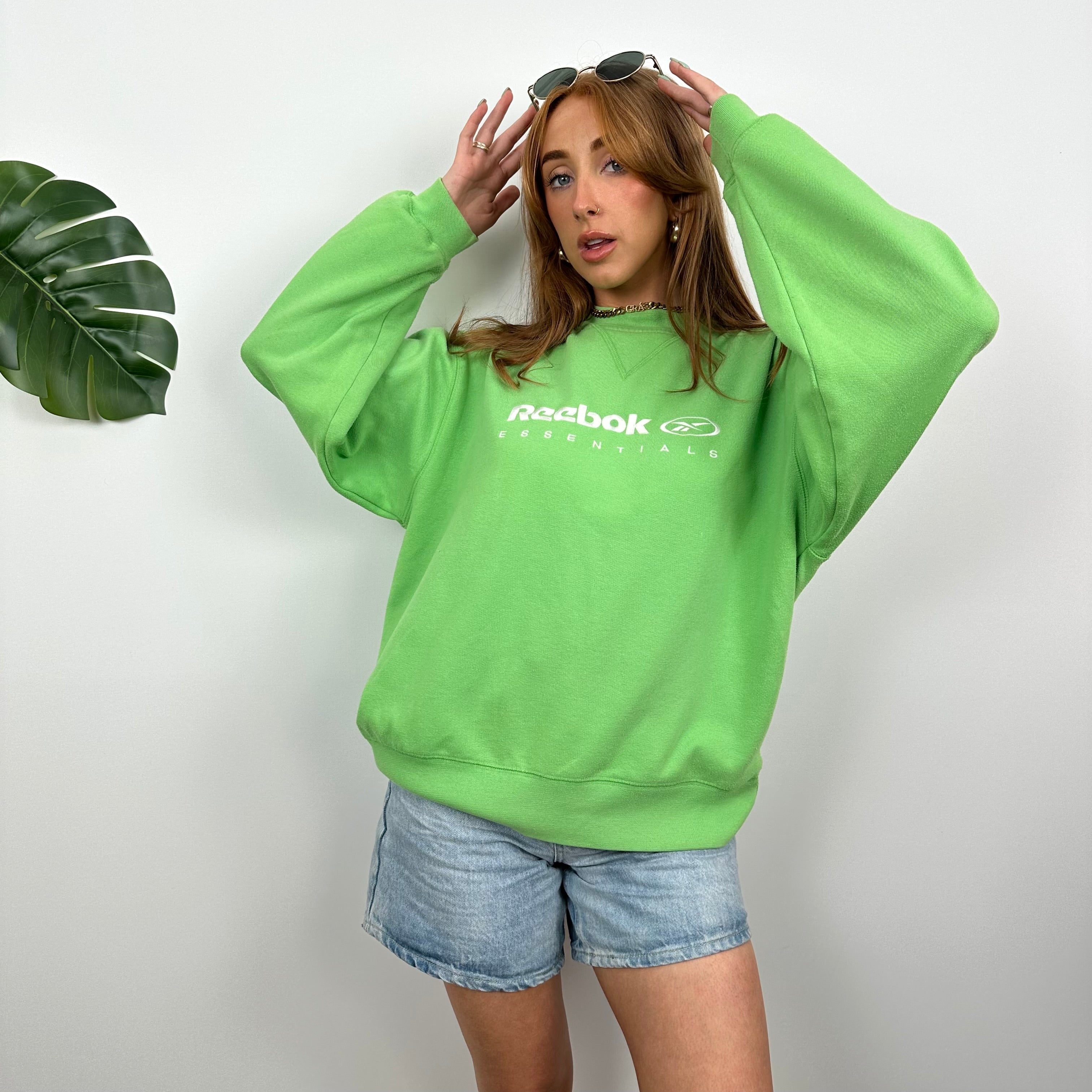 Reebok Membership RARE Green Embroidered Spell Out Sweatshirt (M)